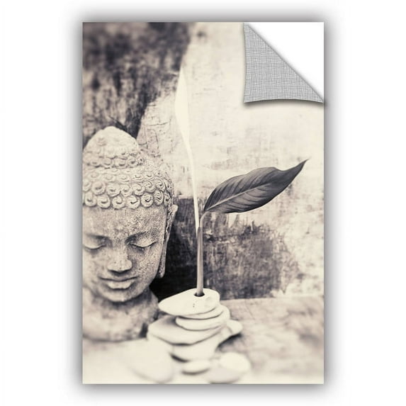 ArtWall Elena Ray "Black and White Buddha" Art Appeals Removable Wall Art