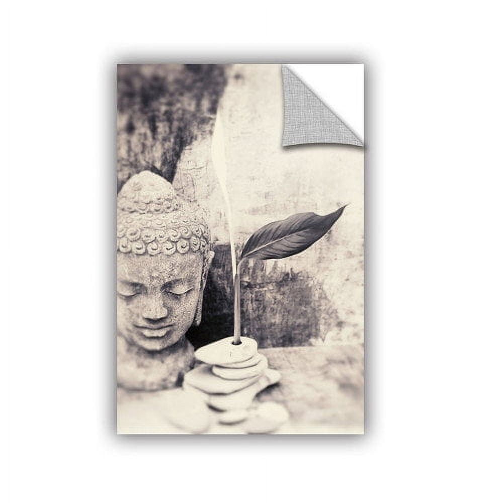 ArtWall Elena Ray "Black and White Buddha" Art Appeals Removable Wall Art
