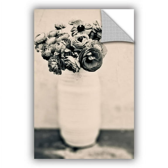 ArtWall Elena Ray "Black and White Ranunculus" Art Appeals Removable Wall Art