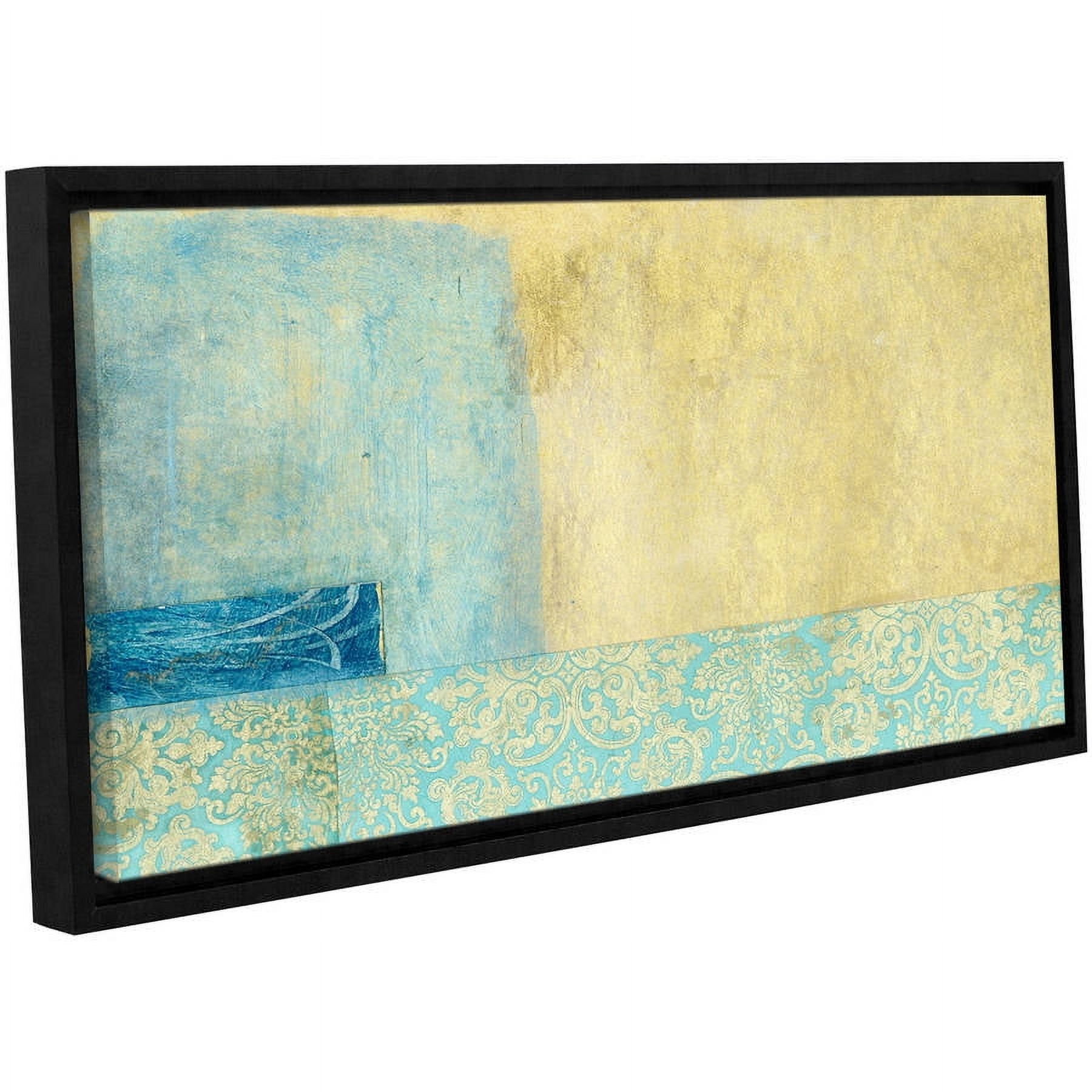 ArtWall Elena Ray "Gold and Blue Banner" Gallery-Wrapped Floater-Framed Canvas