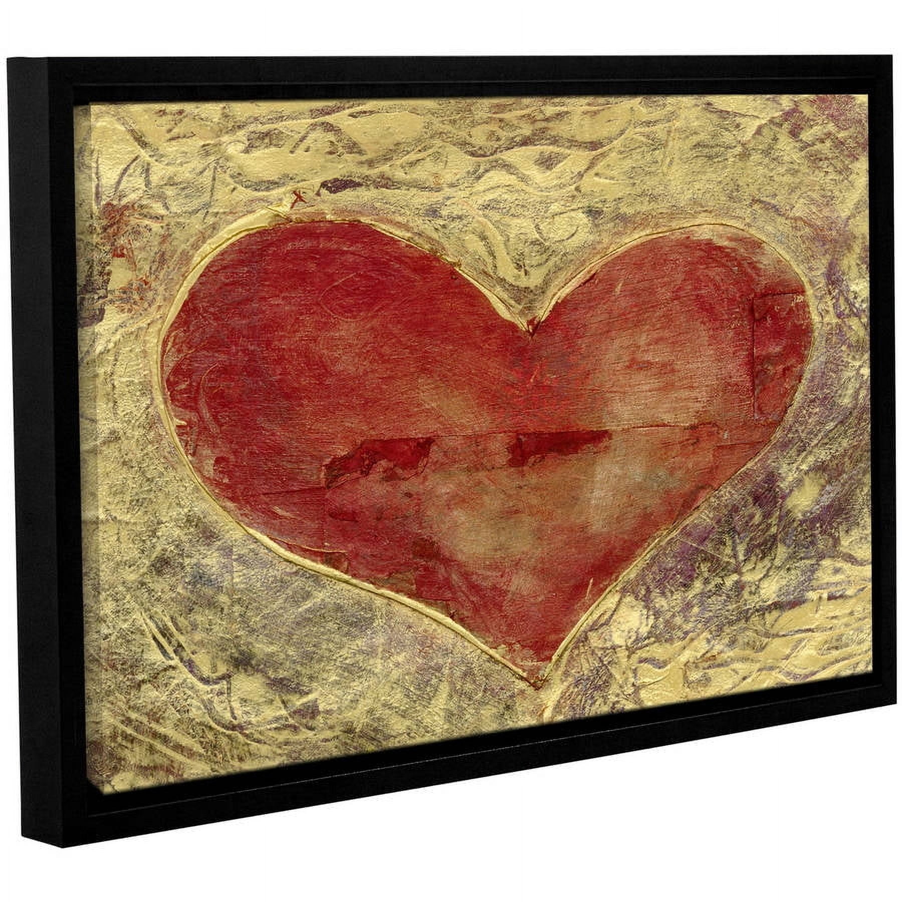 ArtWall Elena Ray Red "Heart of Gold" Gallery-Wrapped Floater-Framed Canvas