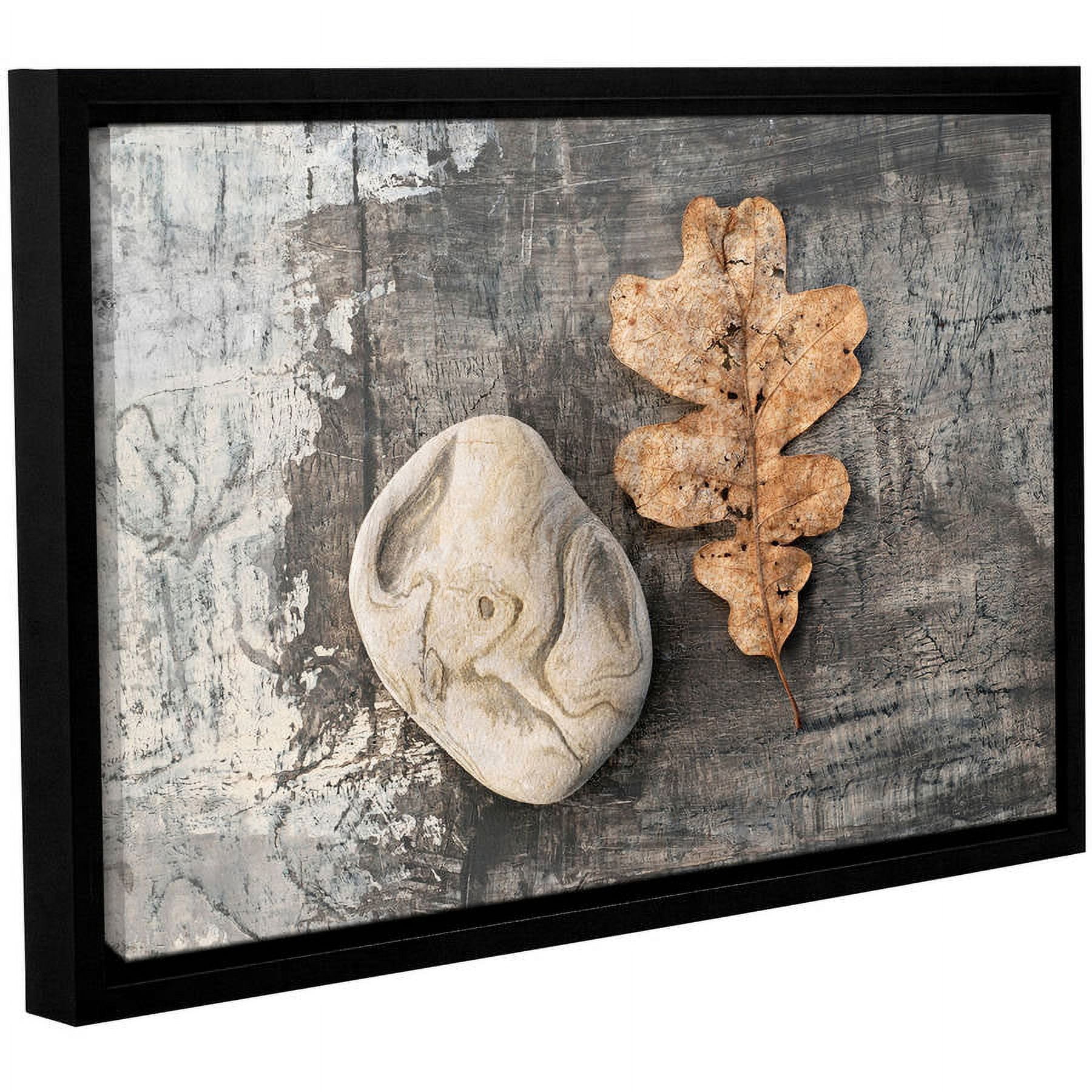 ArtWall Elena Ray "Still Life Leaf Stone" Gallery-Wrapped Floater-Framed Canvas