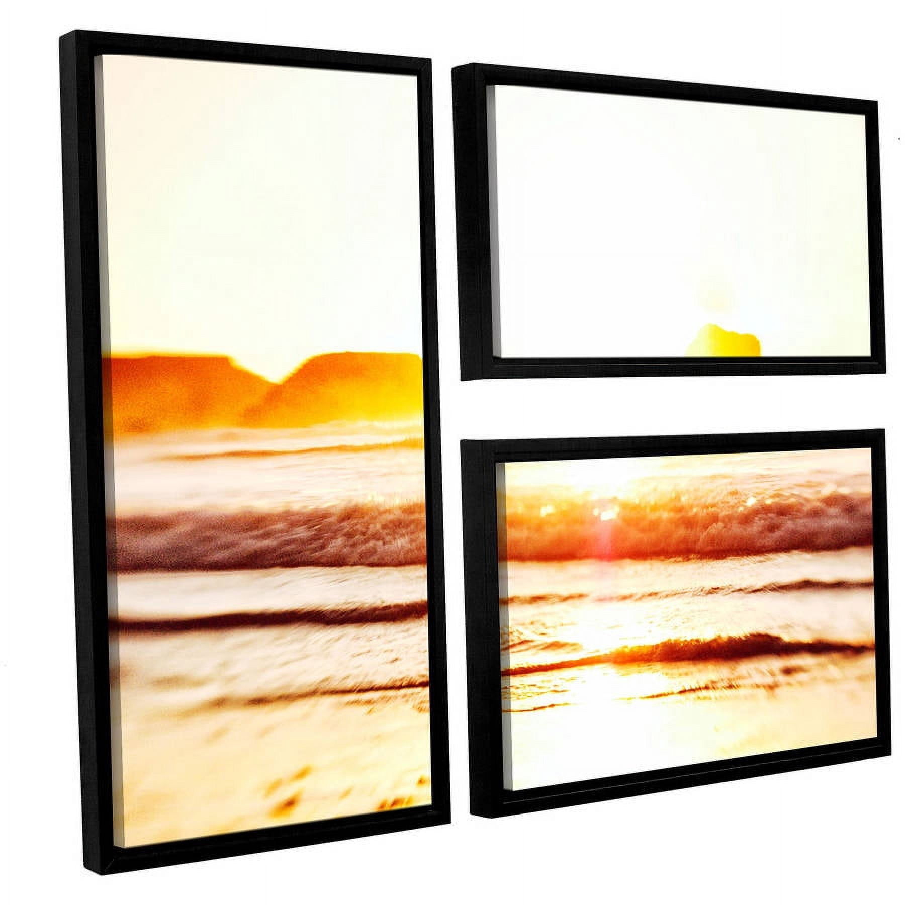 ArtWall Elena Ray "Sunset On The Sea" 3-Piece Floater-framed Canvas Flag Set