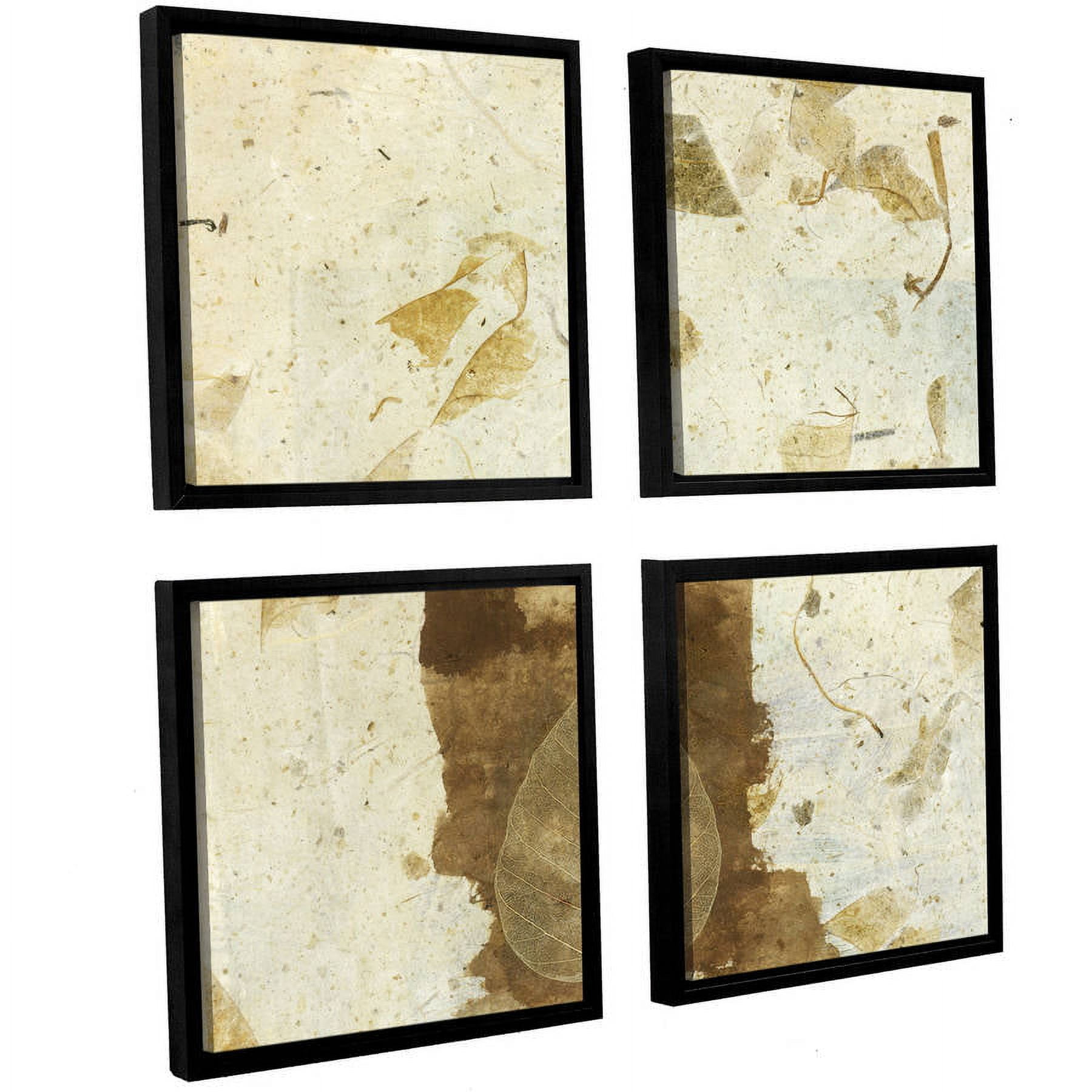 ArtWall Elena Ray "Wabi-Sabi Bodhi Leaf Collage 1" 4-Piece Floater-framed Canvas Square Set