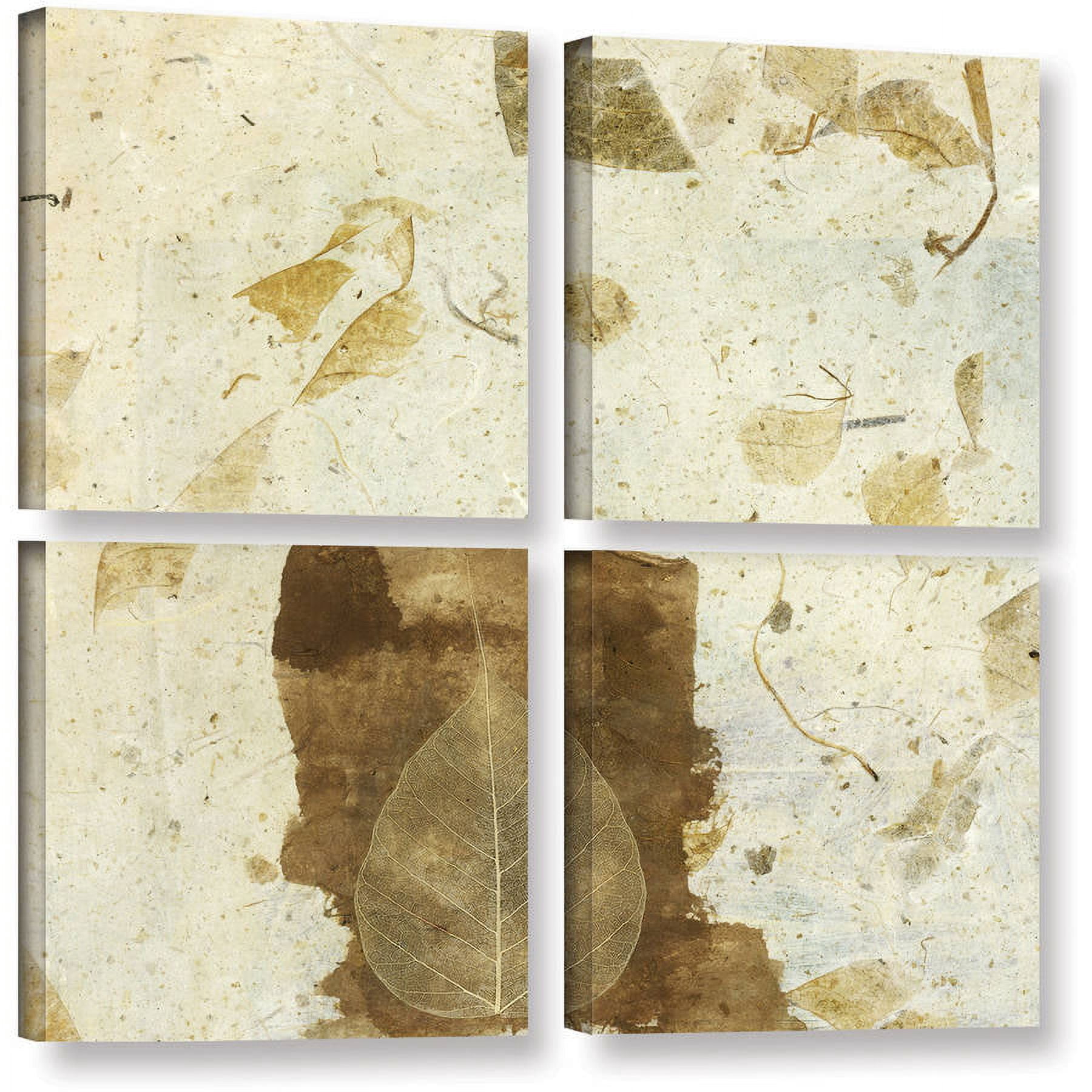 ArtWall Elena Ray "Wabi-Sabi Bodhi Leaf Collage 1" 4-Piece Gallery-wrapped Canvas Square Set