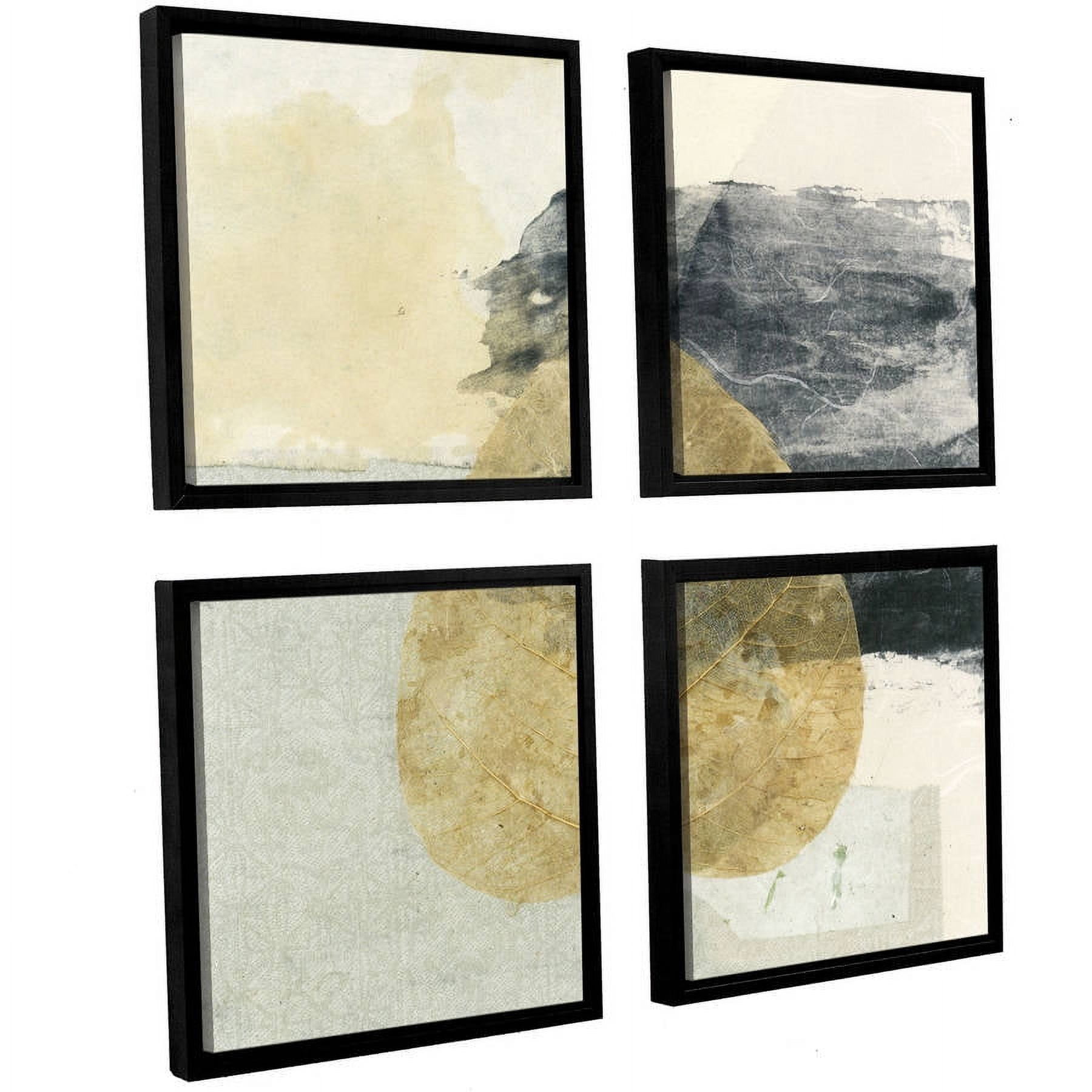ArtWall Elena Ray "Wabi-Sabi Bodhi Leaf Collage 3" 4-Piece Floater-framed Canvas Square Set