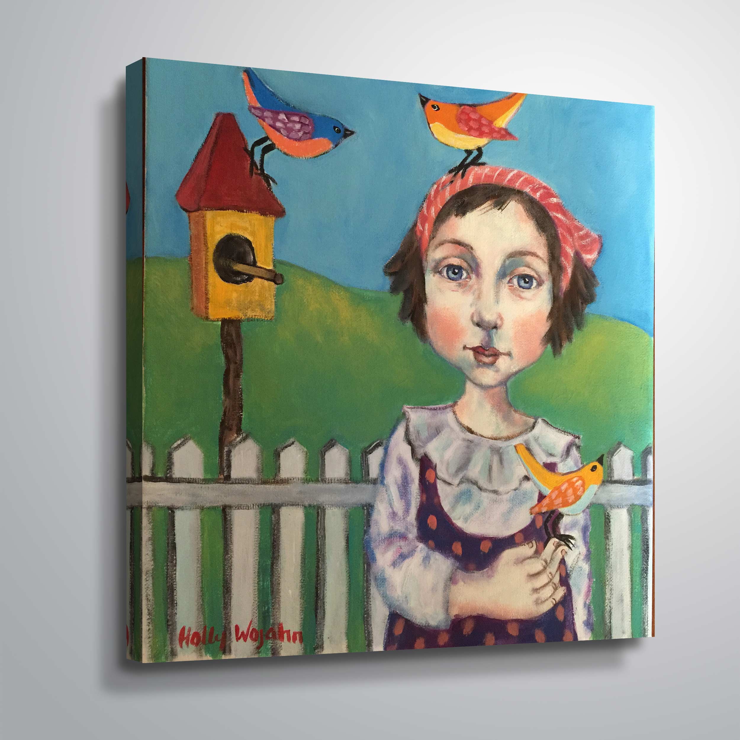 ArtWall FILLE AVEC OISEAU, Gallery Wrapped Canvas by Holly Wojahn