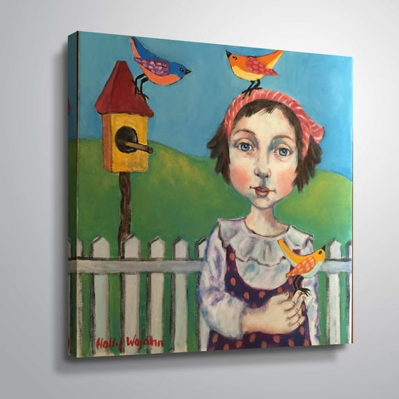 ArtWall FILLE AVEC OISEAU, Gallery Wrapped Canvas by Holly Wojahn