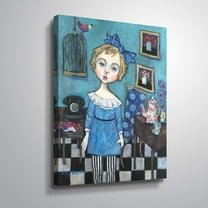 ArtWall GIRL IN BLUE, Gallery Wrapped Canvas by Holly Wojahn