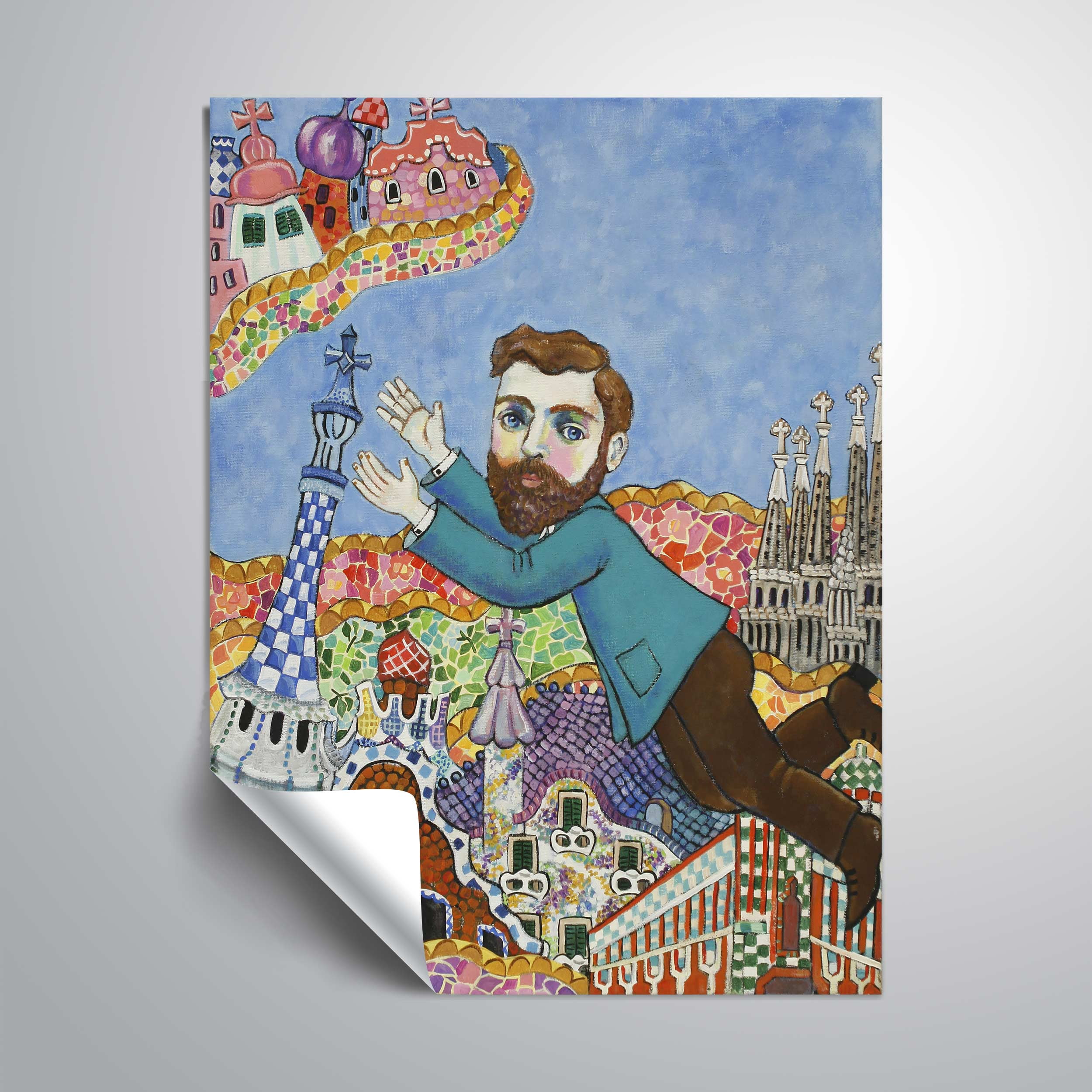 ArtWall Gaudi Barselona No Script, Removable Wall Art Mural by Holly Wojahn