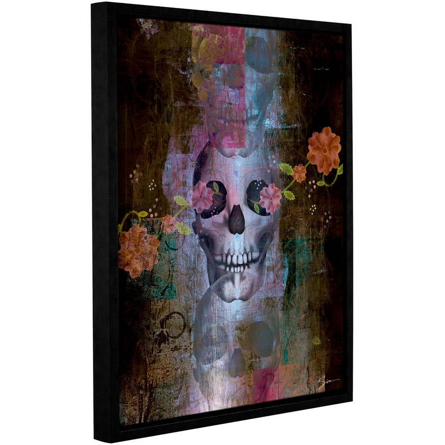 ArtWall Greg Simanson "Skull" Gallery-Wrapped Floater-Framed Canvas