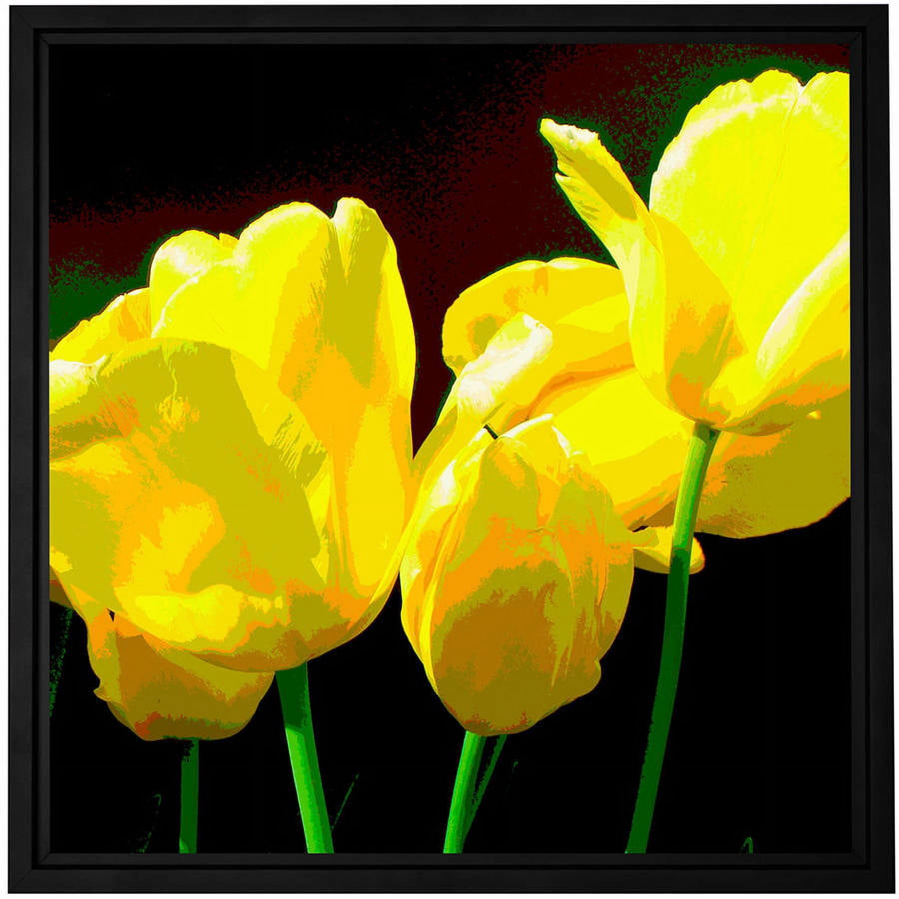 ArtWall Herb Dickinson "Yellow Tulips 2" Floater Framed Gallery-Wrapped Canvas