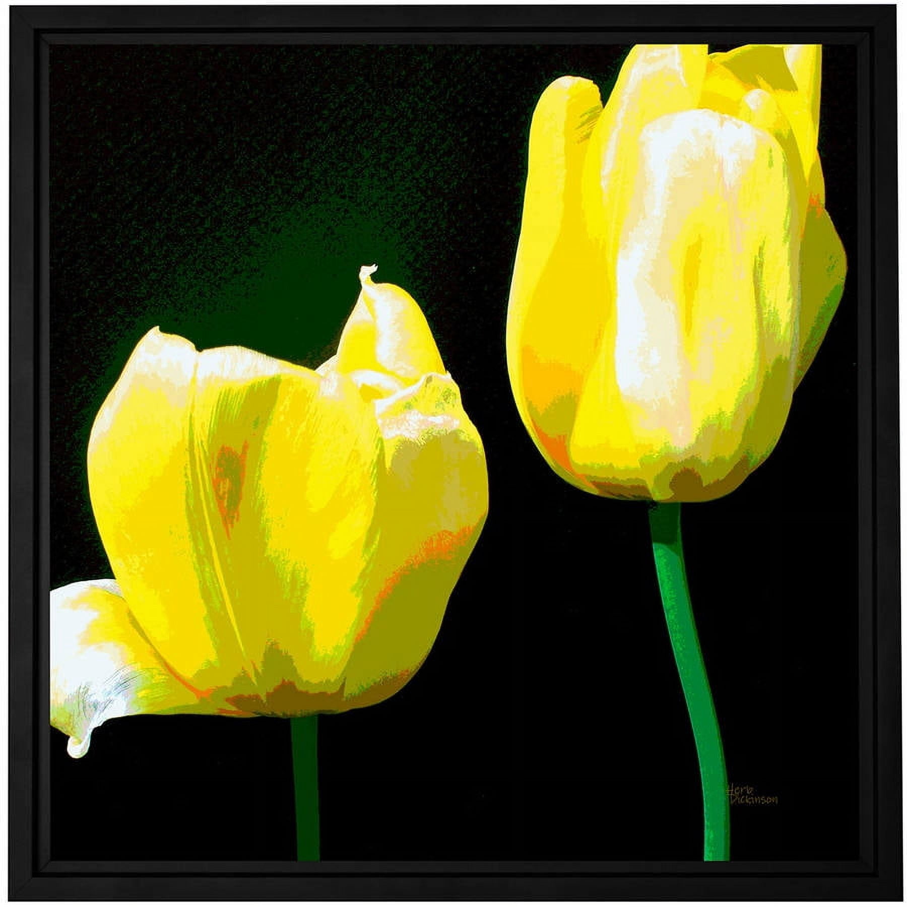 ArtWall Herb Dickinson "Yellow Tulips" Floater Framed Gallery-Wrapped Canvas