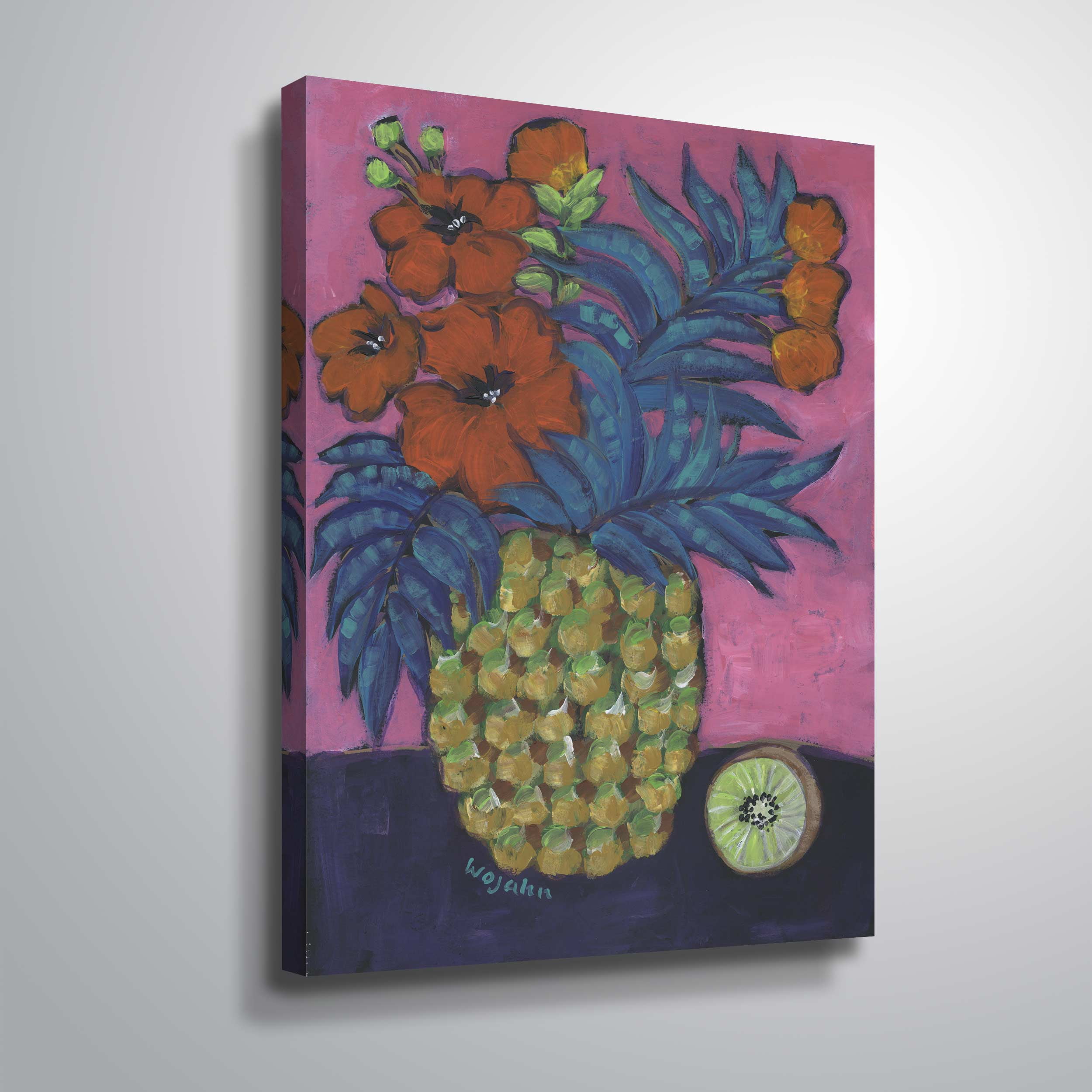 ArtWall Hot Tropical Flowers, Gallery Wrapped Canvas by Holly Wojahn