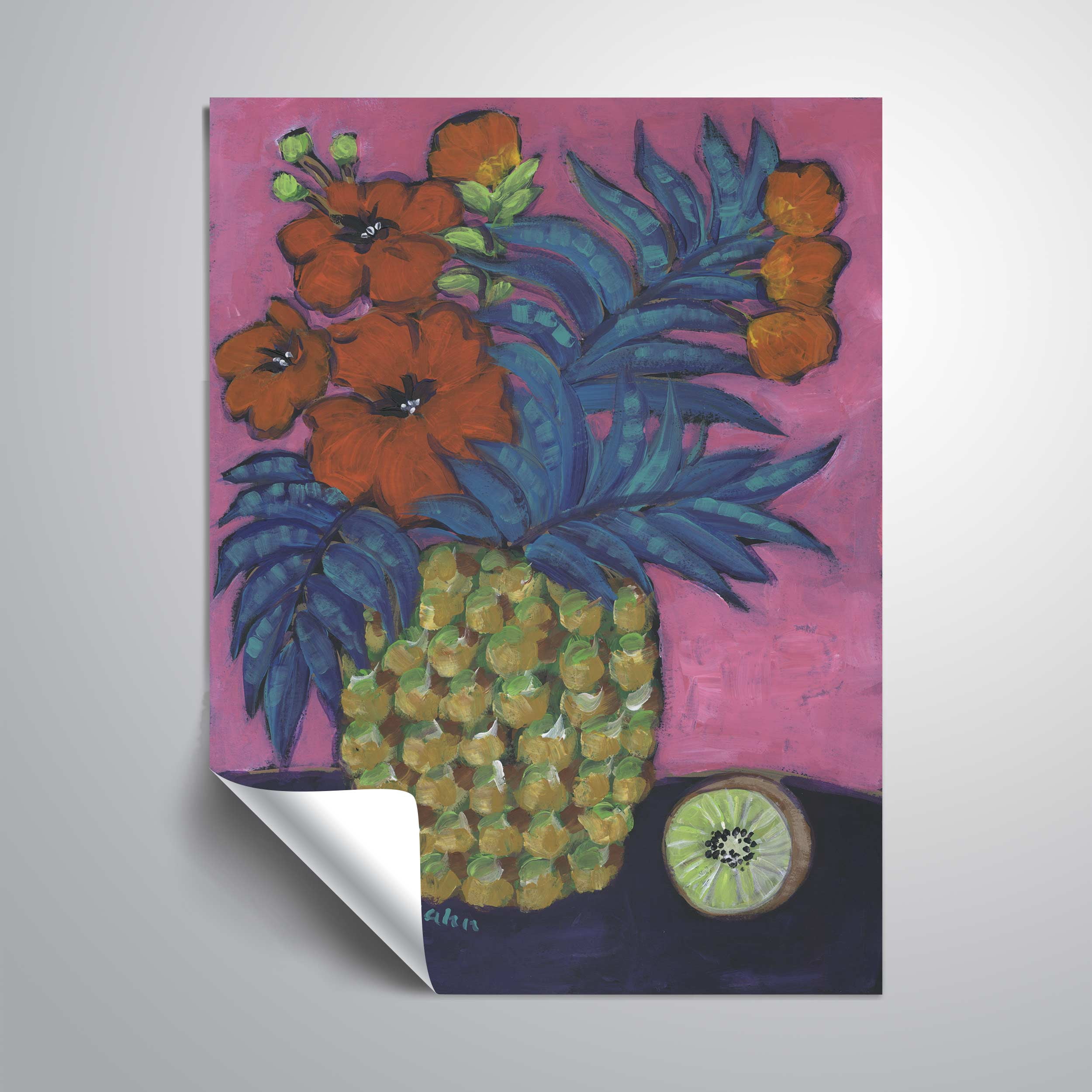 ArtWall Hot Tropical Flowers, Removable Wall Art Mural by Holly Wojahn
