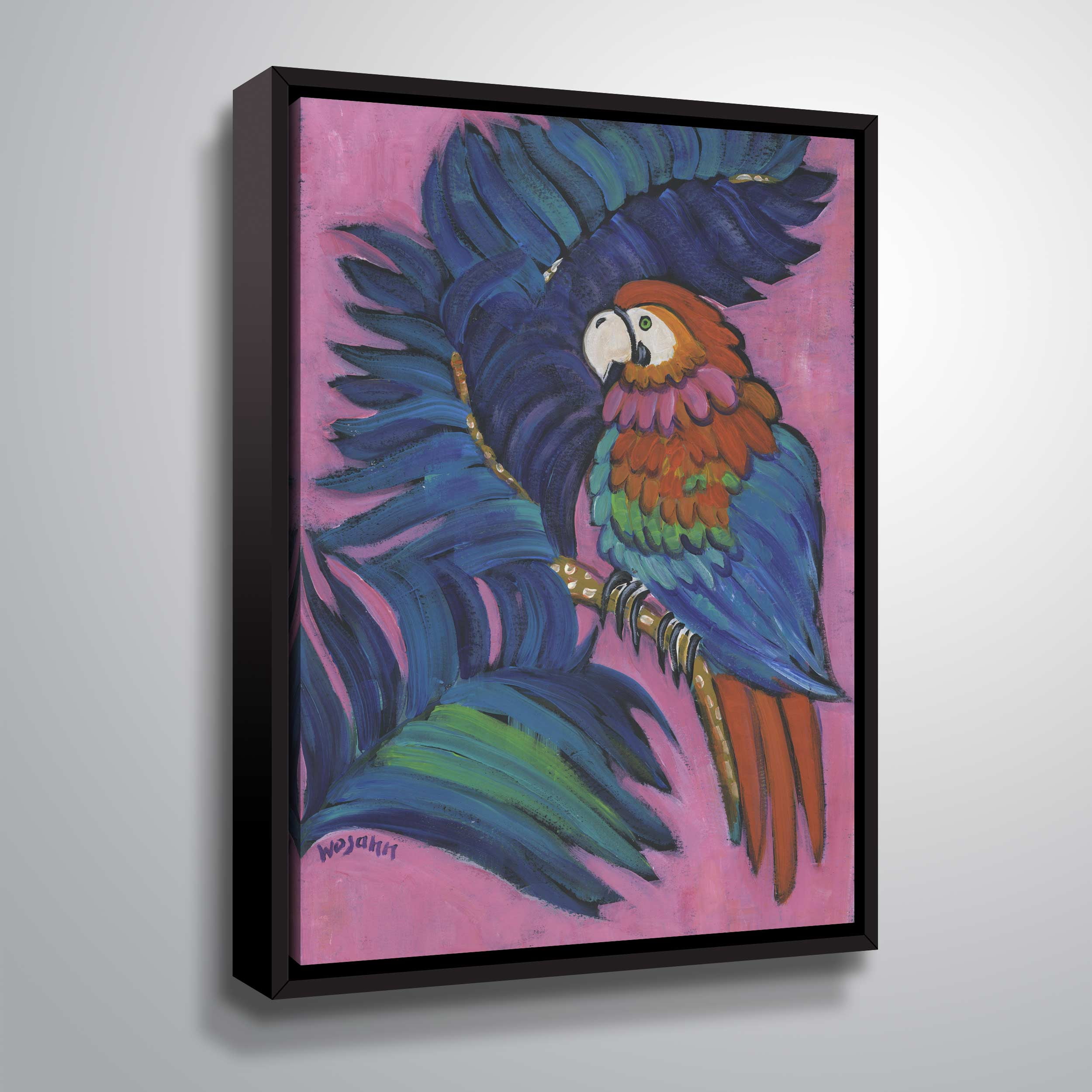 ArtWall Hot Tropical Parrot, Gallery Wrapped Floater-framed Canvas by Holly Wojahn