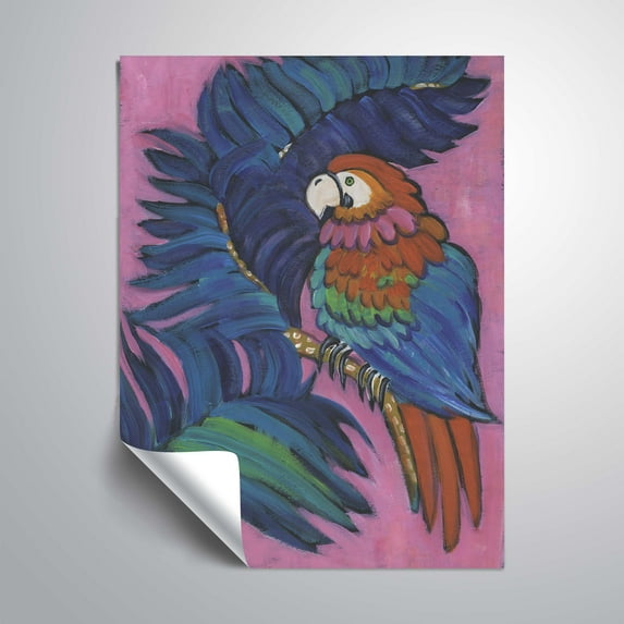 ArtWall Hot Tropical Parrot, Removable Wall Art Mural by Holly Wojahn