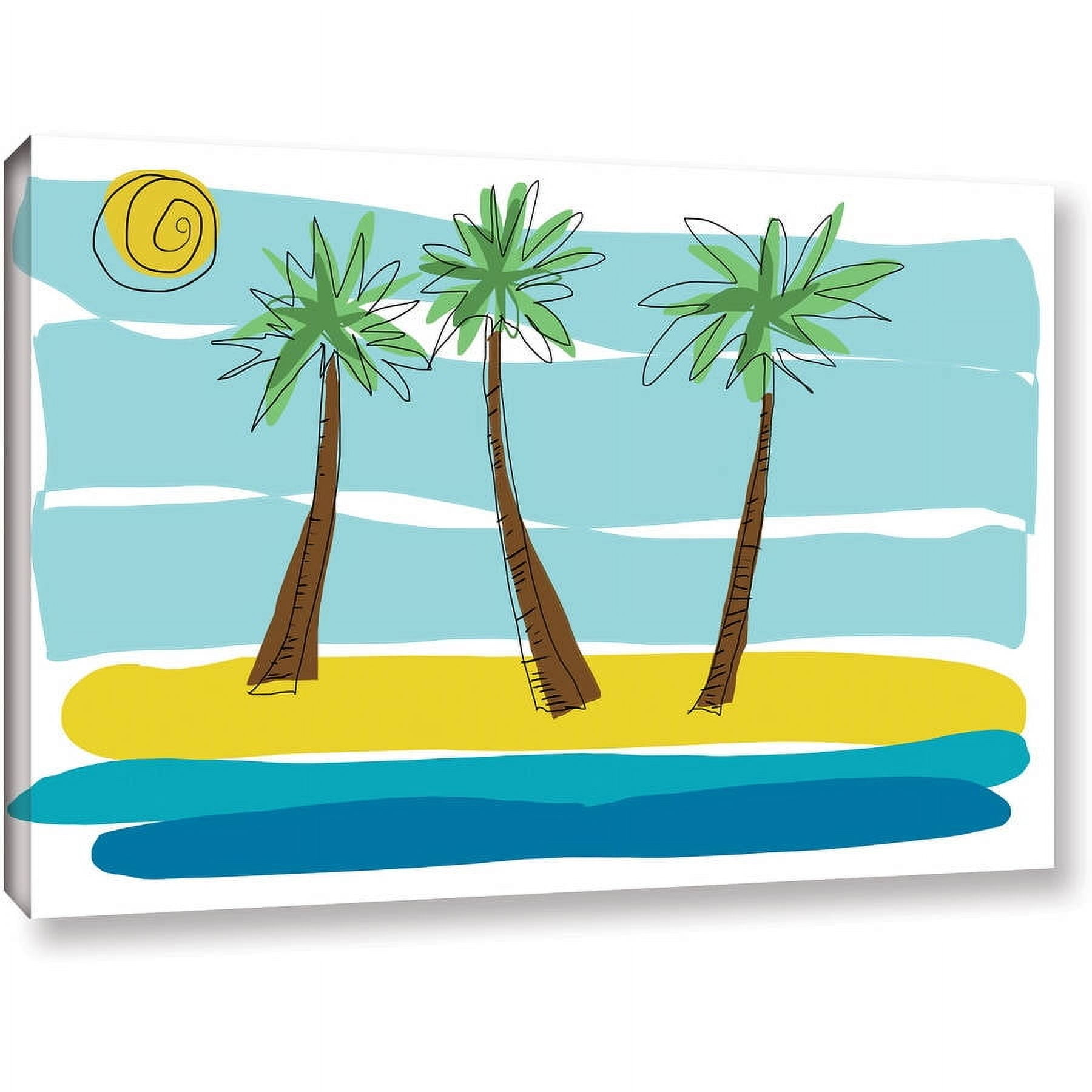 ArtWall Jan Weiss "Beach Day Palms I" Gallery-wrapped Canvas Art