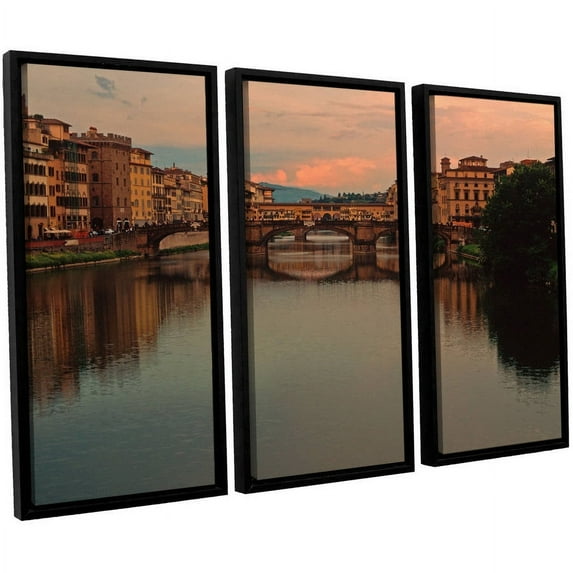 ArtWall Kathy Yates "Ponte Vecchio Reflections" 3-Piece Floater Framed Canvas Set