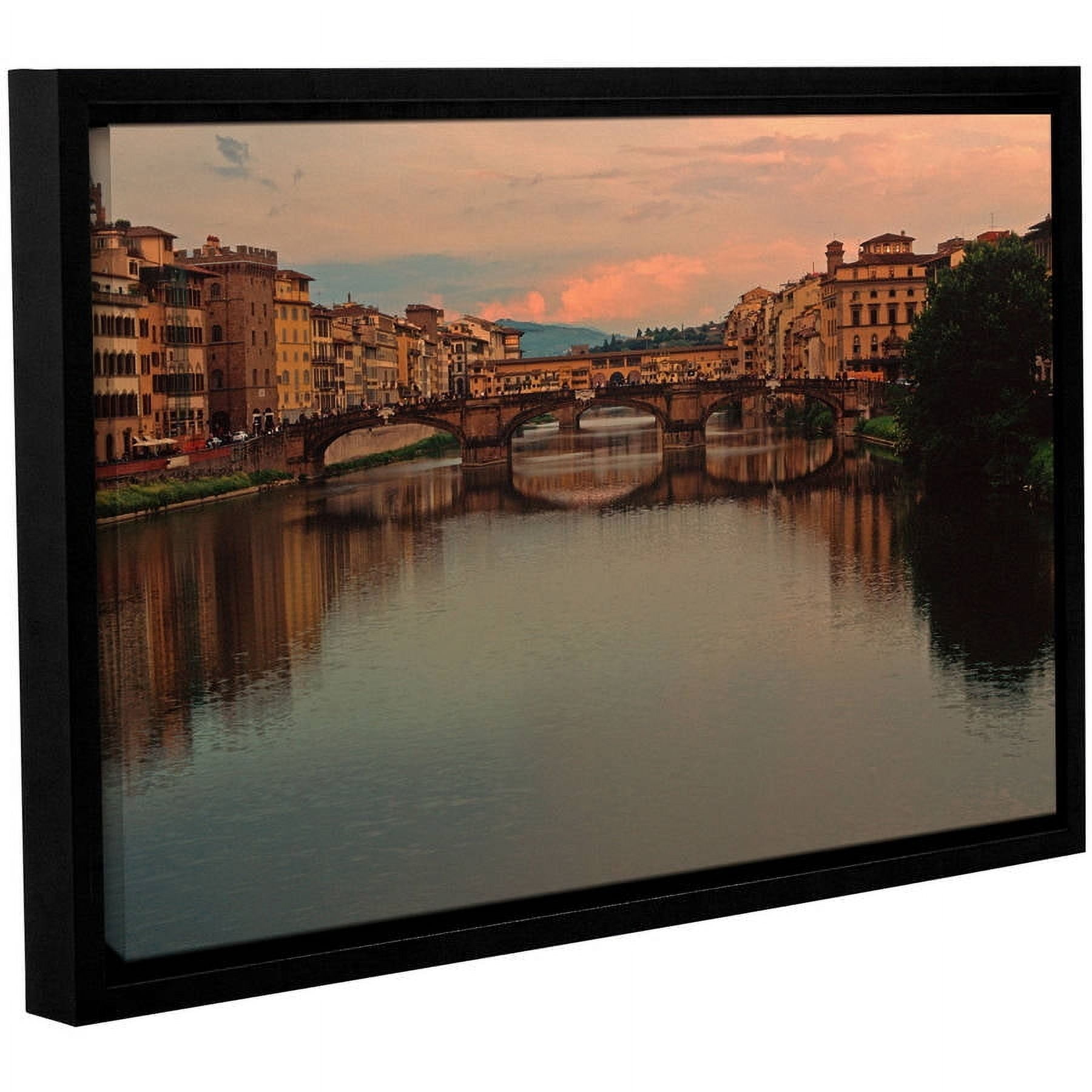 ArtWall Kathy Yates "Ponte Vecchio Reflections" Gallery-Wrapped Floater-Framed Canvas