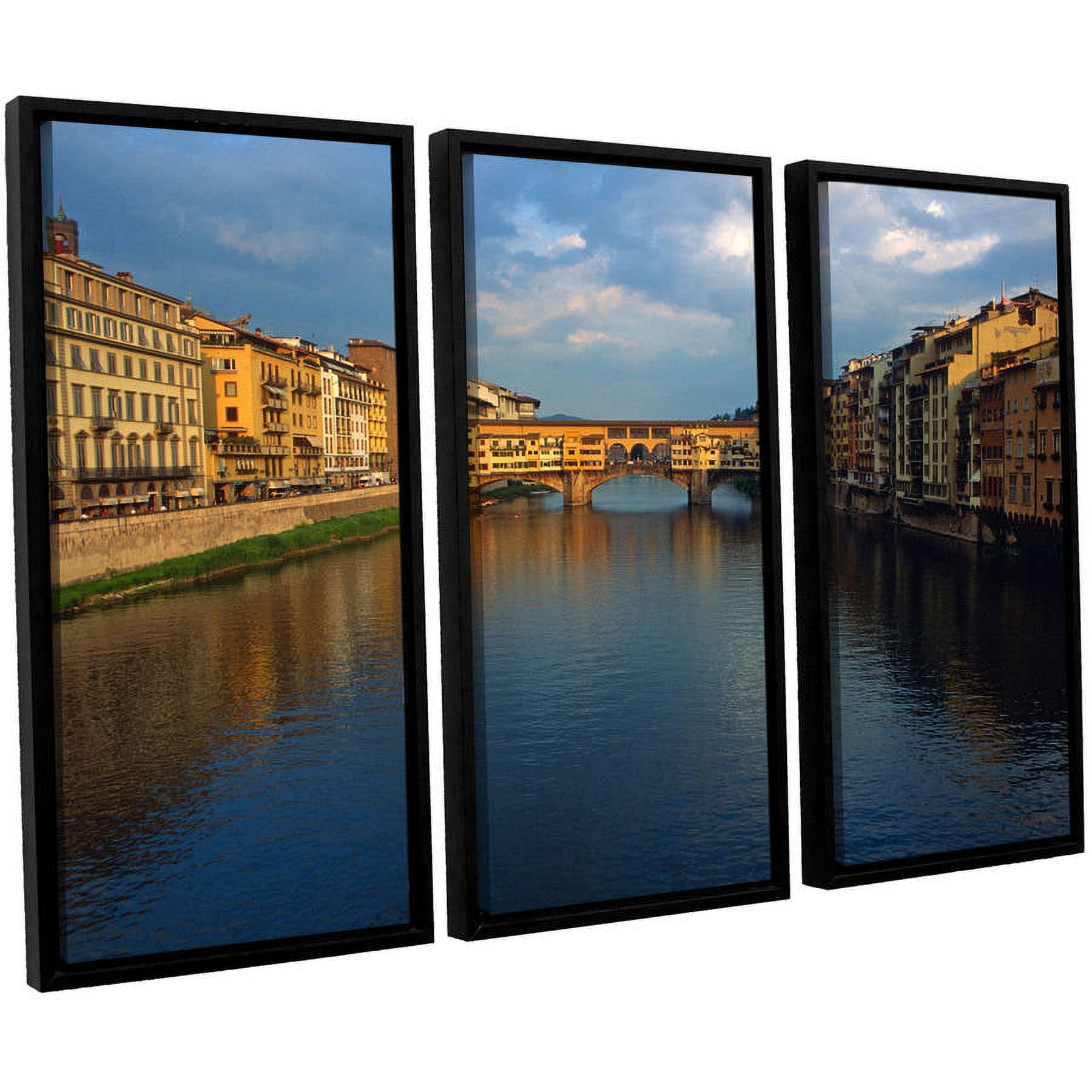 ArtWall Kathy Yates "Ponte Vecchio Sunset" 3-Piece Floater Framed Canvas Set