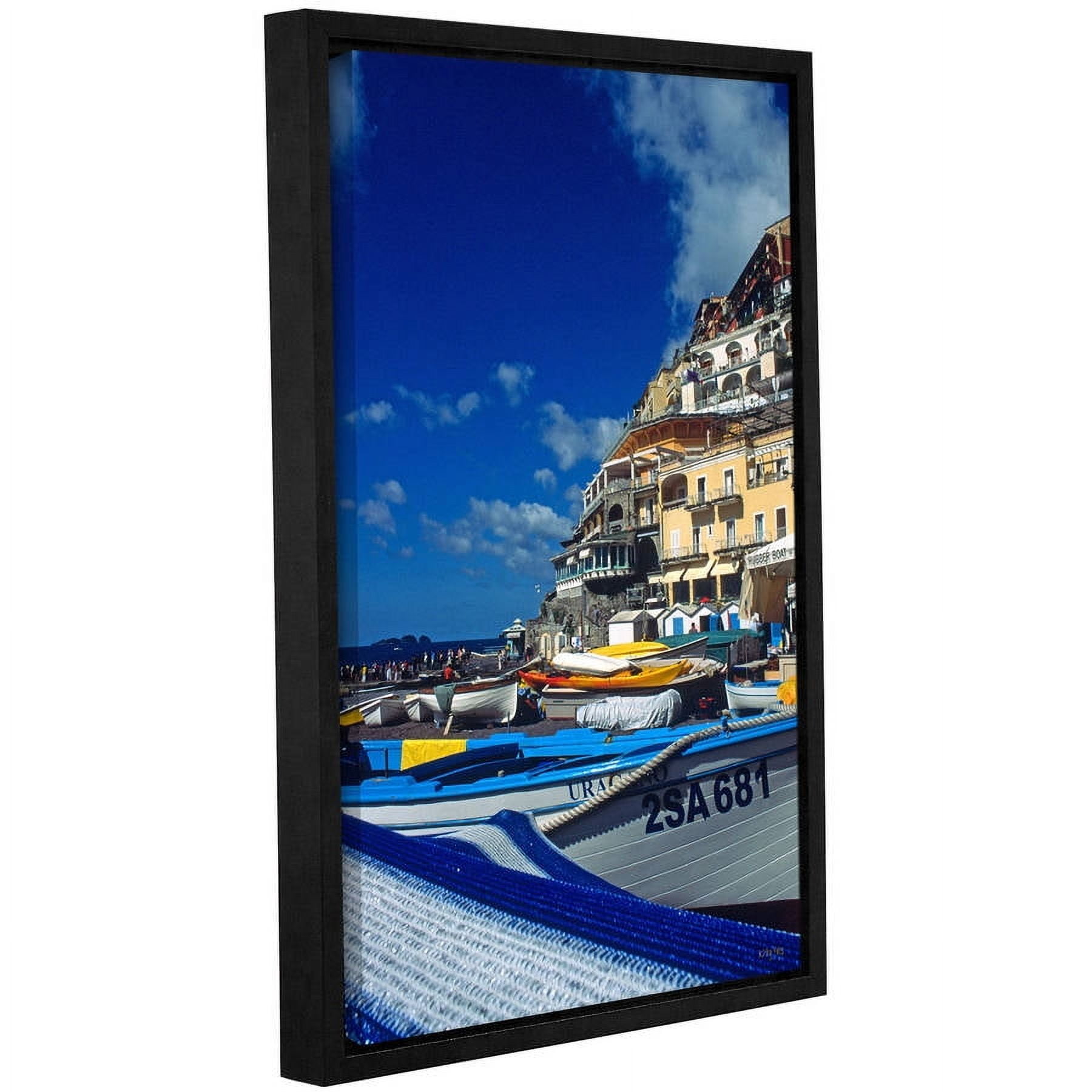 ArtWall Kathy Yates "Positano's Colorful Boats" Gallery-Wrapped Floater-Framed Canvas