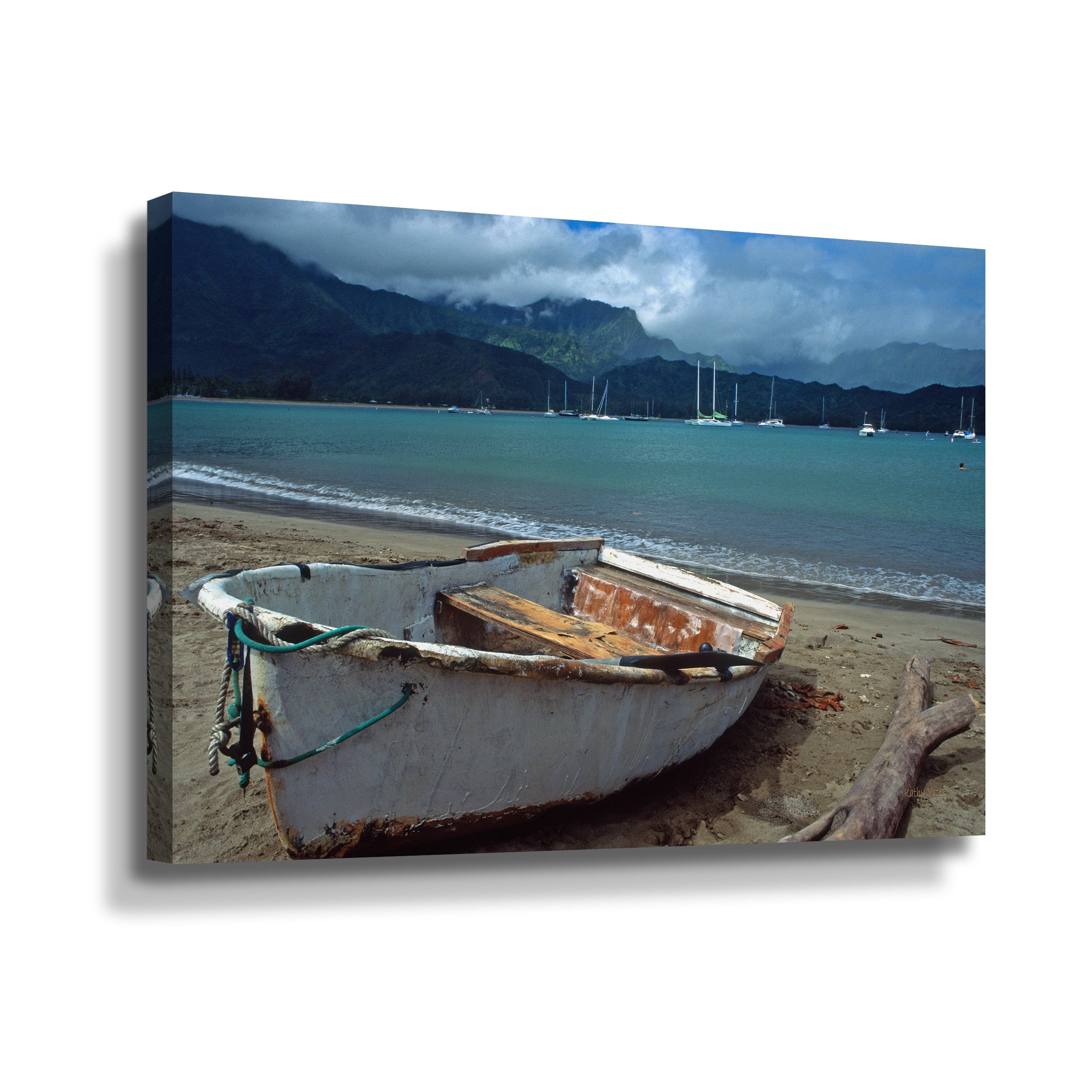 ArtWall Kathy Yates Waiting To Row In Hanalei Bay Wall Art