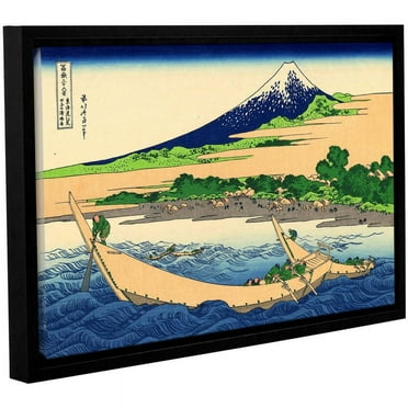 ArtWall Katsushika Hokusai "A Fishing Boat with Mount Fuji" Gallery-Wrapped Floater-Framed Canvas