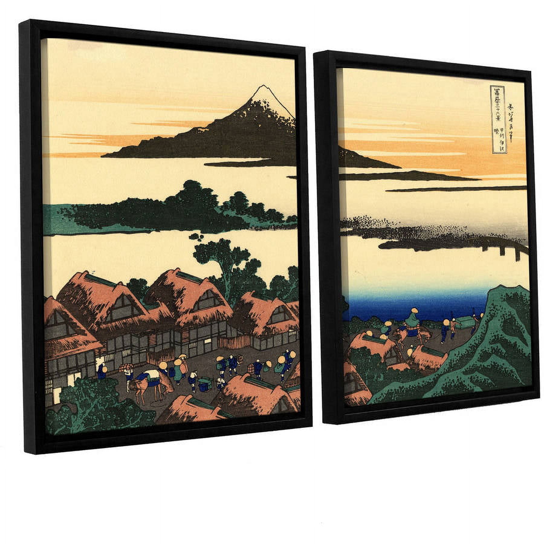 ArtWall Katsushika Hokusai "Dawn at Isawa in the Kai Province" 2-Piece Floater Framed Canvas Set