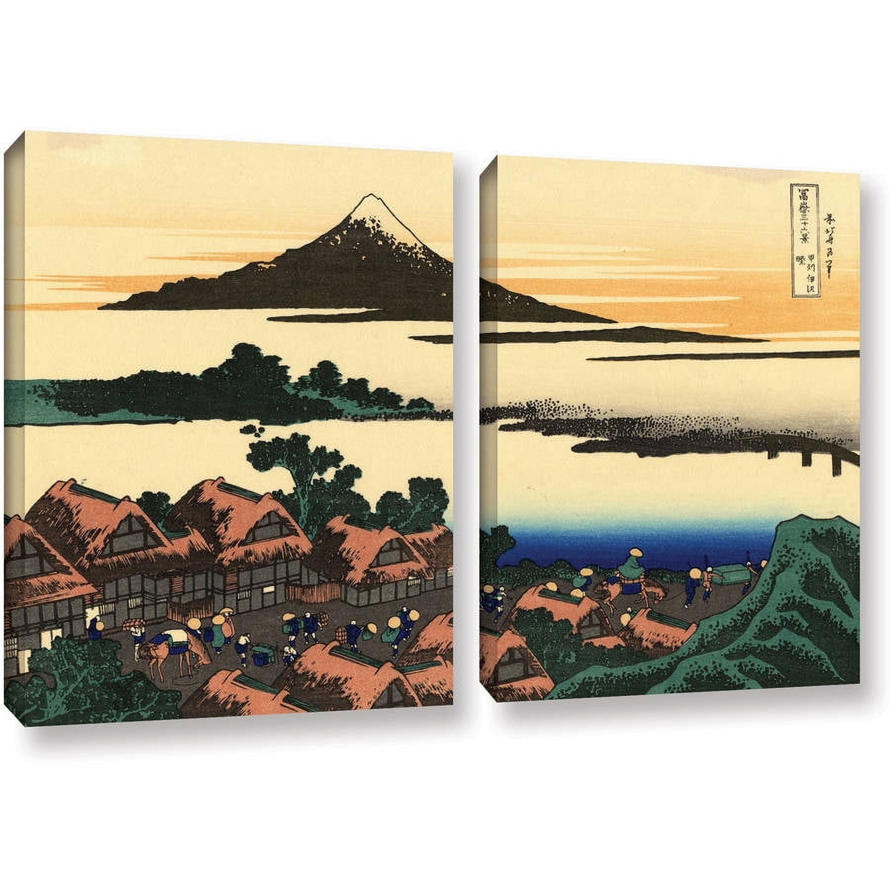 ArtWall Katsushika Hokusai "Dawn at Isawa in the Kai Province" 2-Piece Gallery-Wrapped Canvas Set