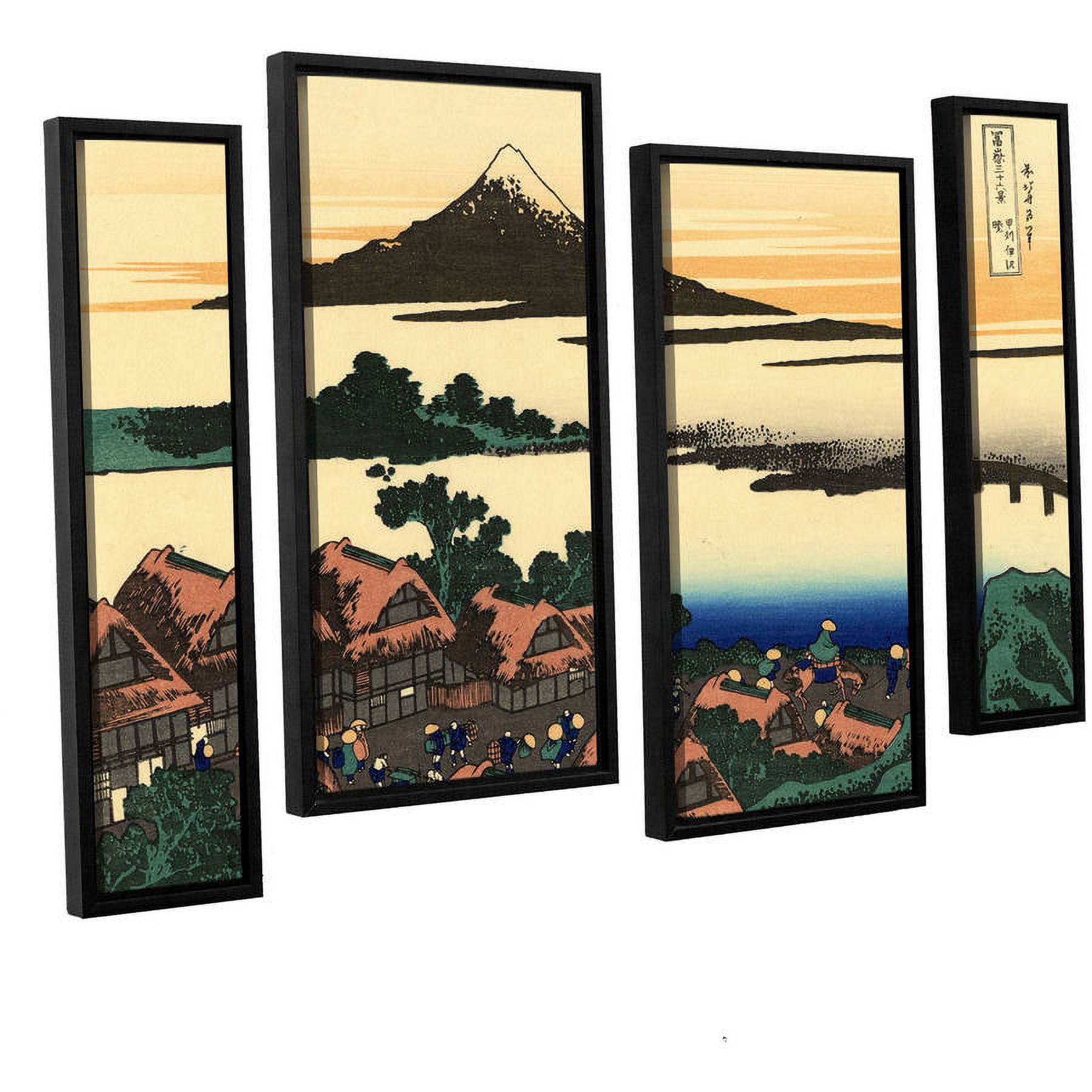 ArtWall Katsushika Hokusai "Dawn at Isawa in the Kai Province" 4-Piece Floater Framed Canvas Staggered Set