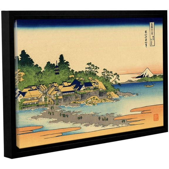 ArtWall Katsushika Hokusai "Enoshima in the Sagami Province" Gallery-Wrapped Floater-Framed Canvas