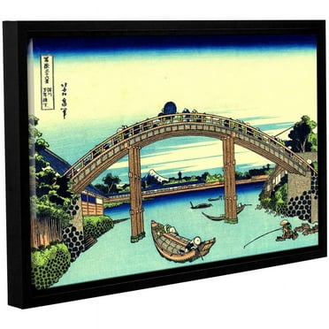 ArtWall Katsushika Hokusai "Fuji See Through the Mannen Bridge at Fukagawa" Gallery-Wrapped Floater-Framed Canvas