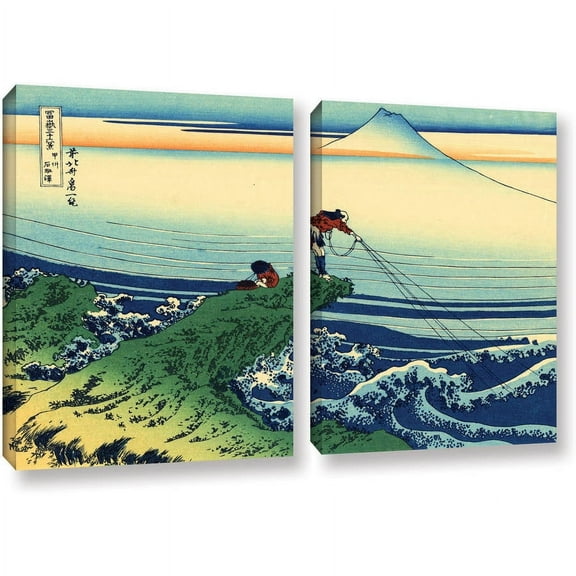 ArtWall Katsushika Hokusai "Kajikazawa in Kai Province" 2-Piece Gallery-Wrapped Canvas Set