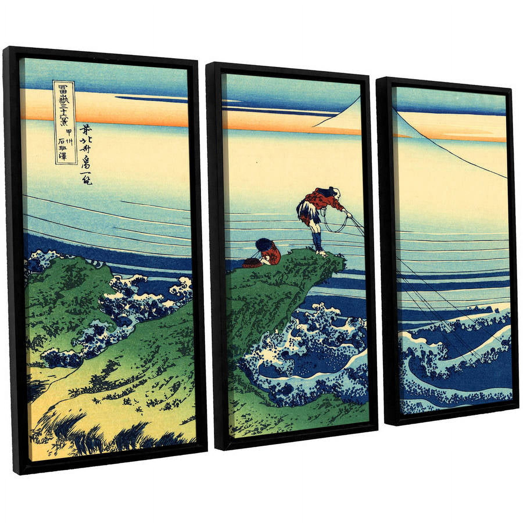 ArtWall Katsushika Hokusai "Kajikazawa in Kai Province" 3-Piece Floater Framed Canvas Set