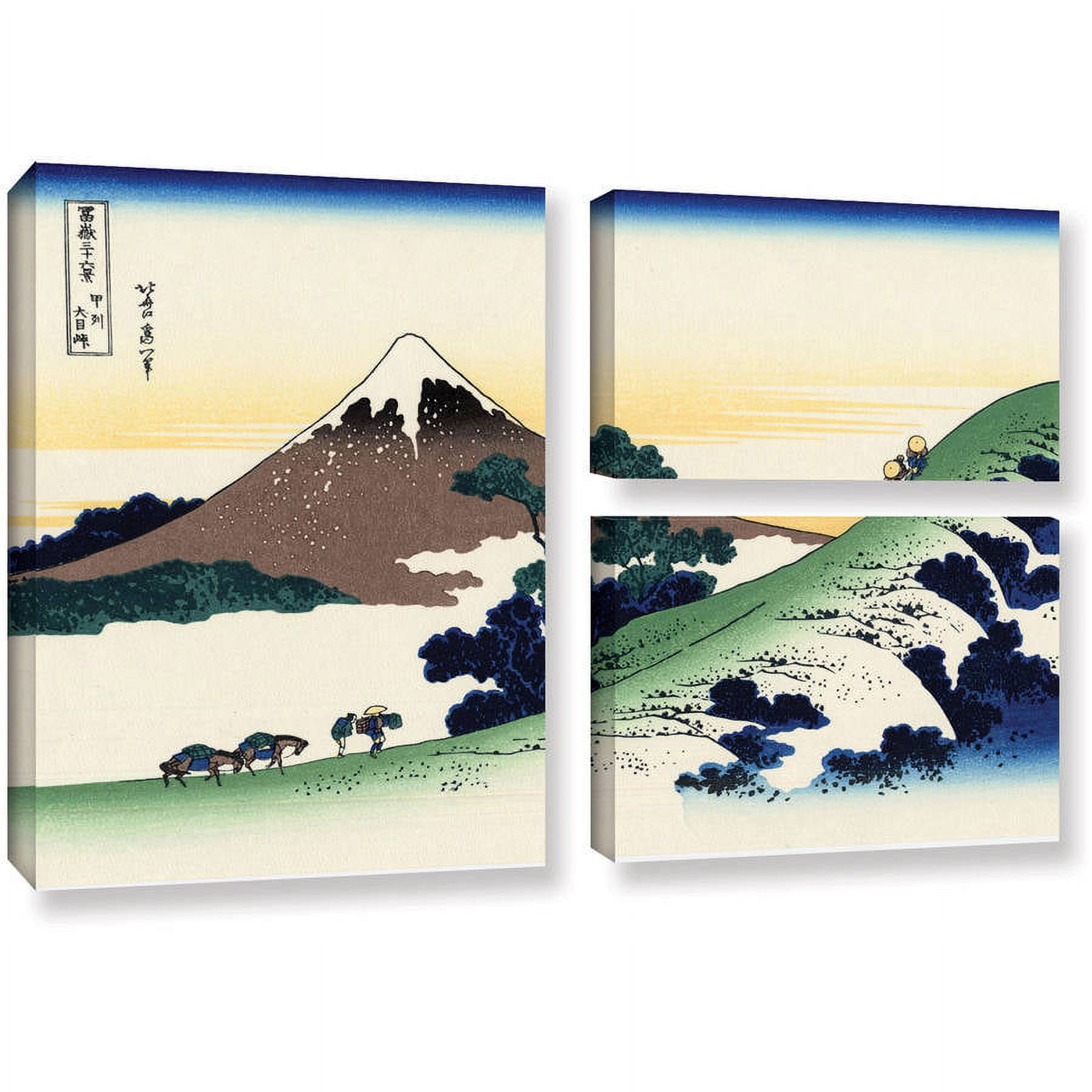 ArtWall Katsushika Hokusai "Mount Fuji in the Sunset" 3-Piece Gallery-Wrapped Canvas Flag Set