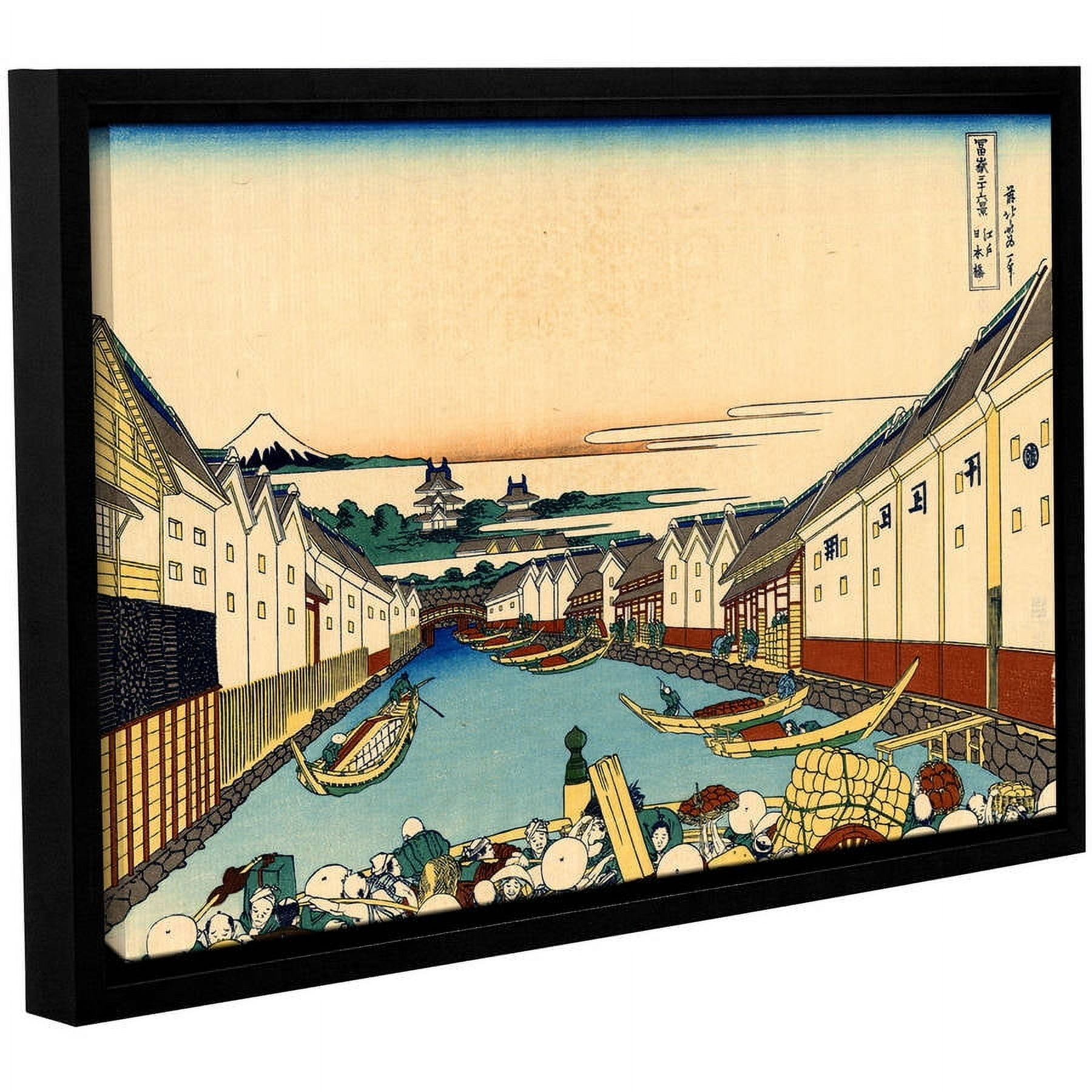 ArtWall Katsushika Hokusai "Nihonbashi in Edo" Gallery-Wrapped Floater-Framed Canvas