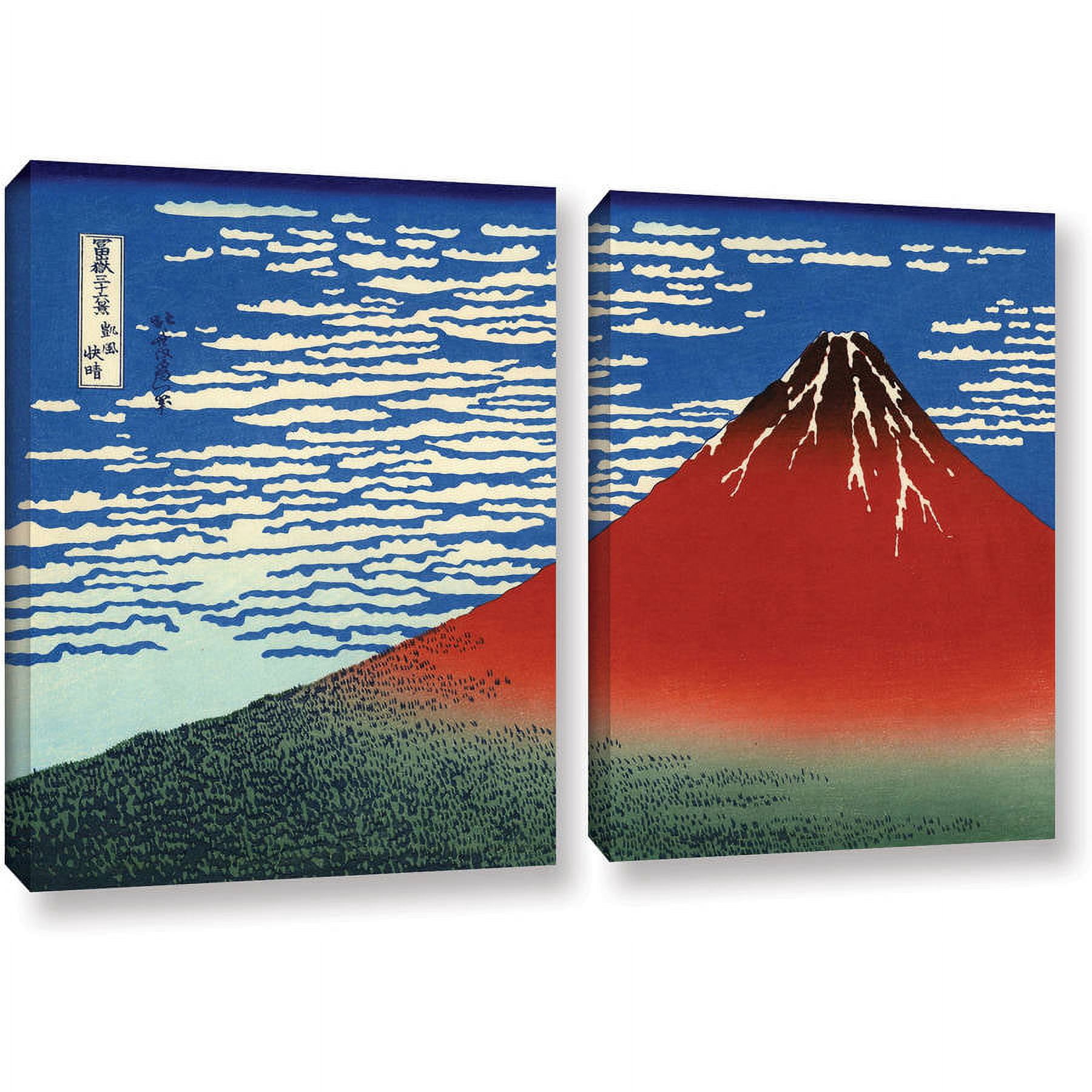 ArtWall Katsushika Hokusai "Red Fuji" 2-Piece Gallery-Wrapped Canvas Set