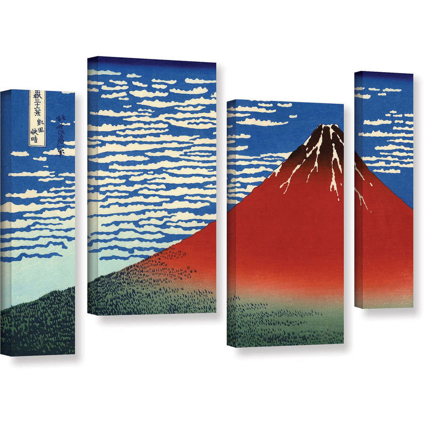 ArtWall Katsushika Hokusai "Red Fuji" 4-Piece Gallery-Wrapped Canvas Staggered Set