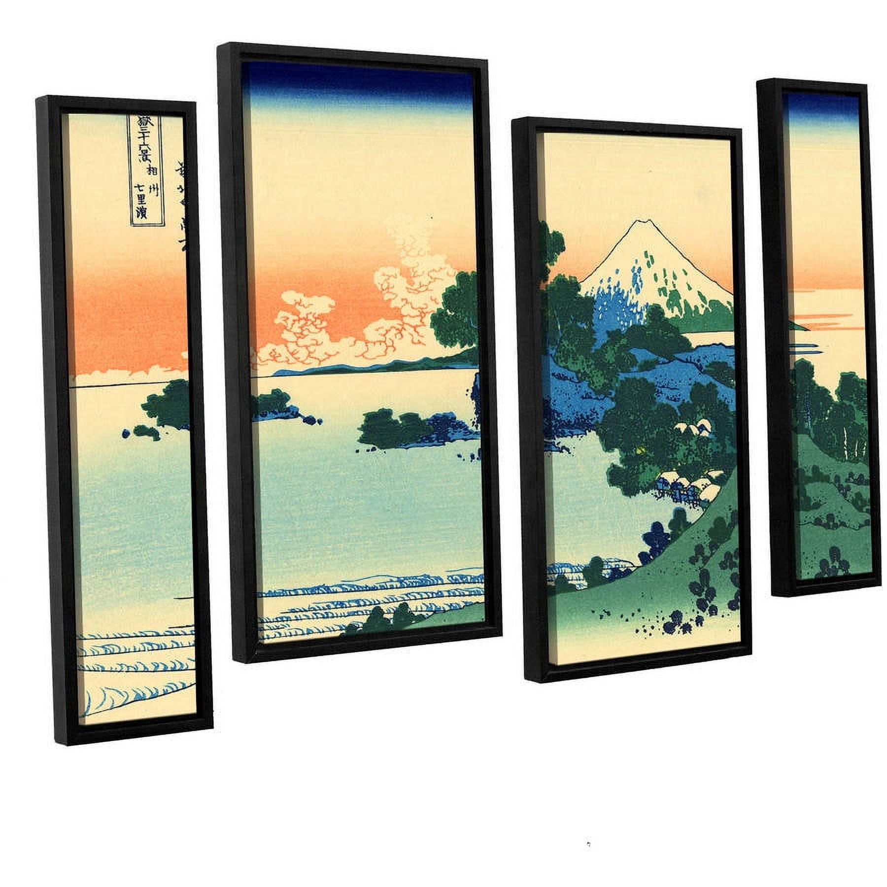 ArtWall Katsushika Hokusai "Shichiri Beach in Sagami Province" 4-Piece Floater Framed Canvas Staggered Set