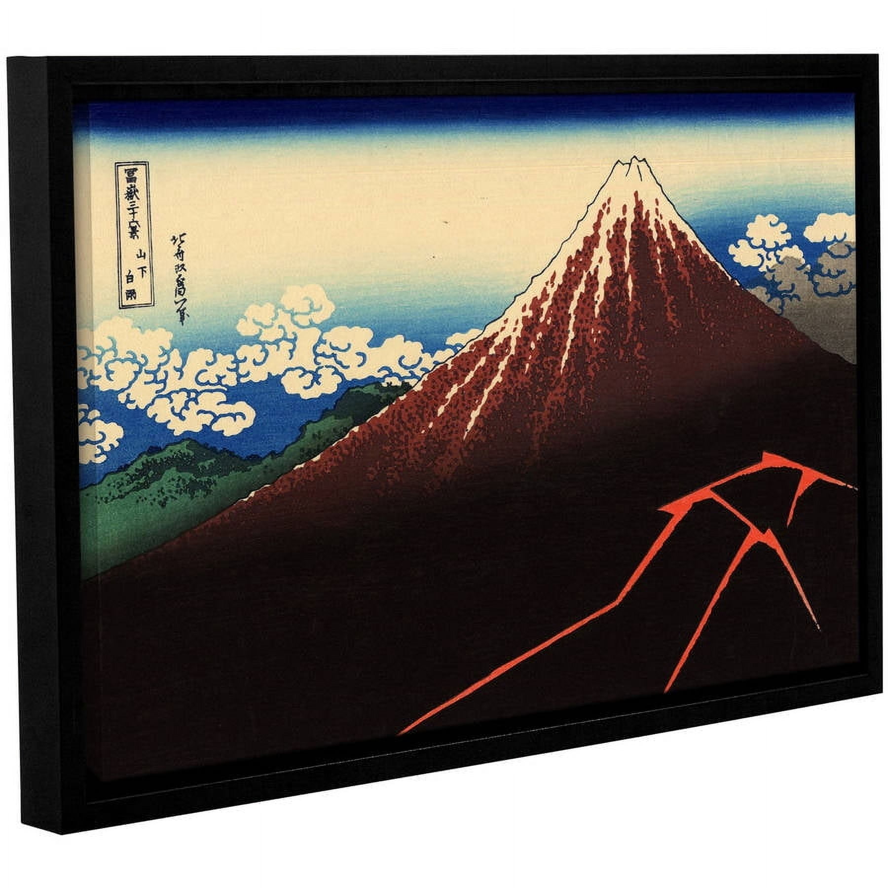 ArtWall Katsushika Hokusai "Shower Below the Summit (Sanka Hakuu)" Gallery-Wrapped Floater-Framed Canvas