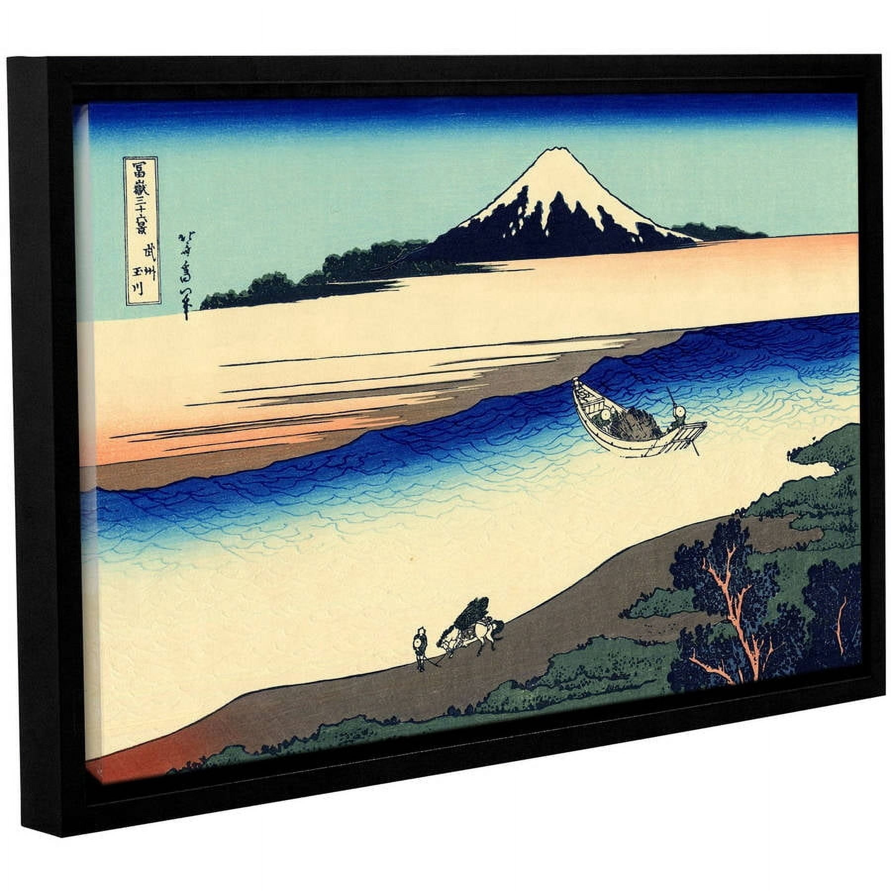ArtWall Katsushika Hokusai "Tama River in the Province of Misushi" Gallery-Wrapped Floater-Framed Canvas