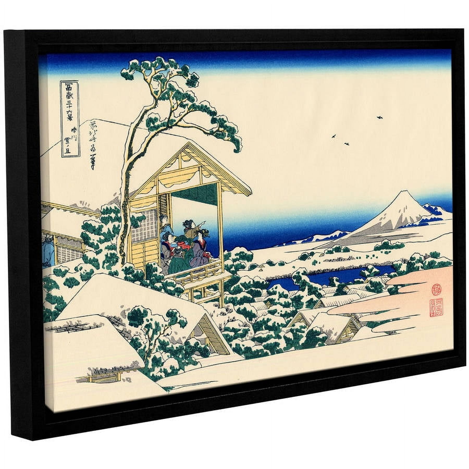 ArtWall Katsushika Hokusai "Tea House at Koishikawa, the Morning After a Snowfall" Gallery-Wrapped Floater-Framed Canvas