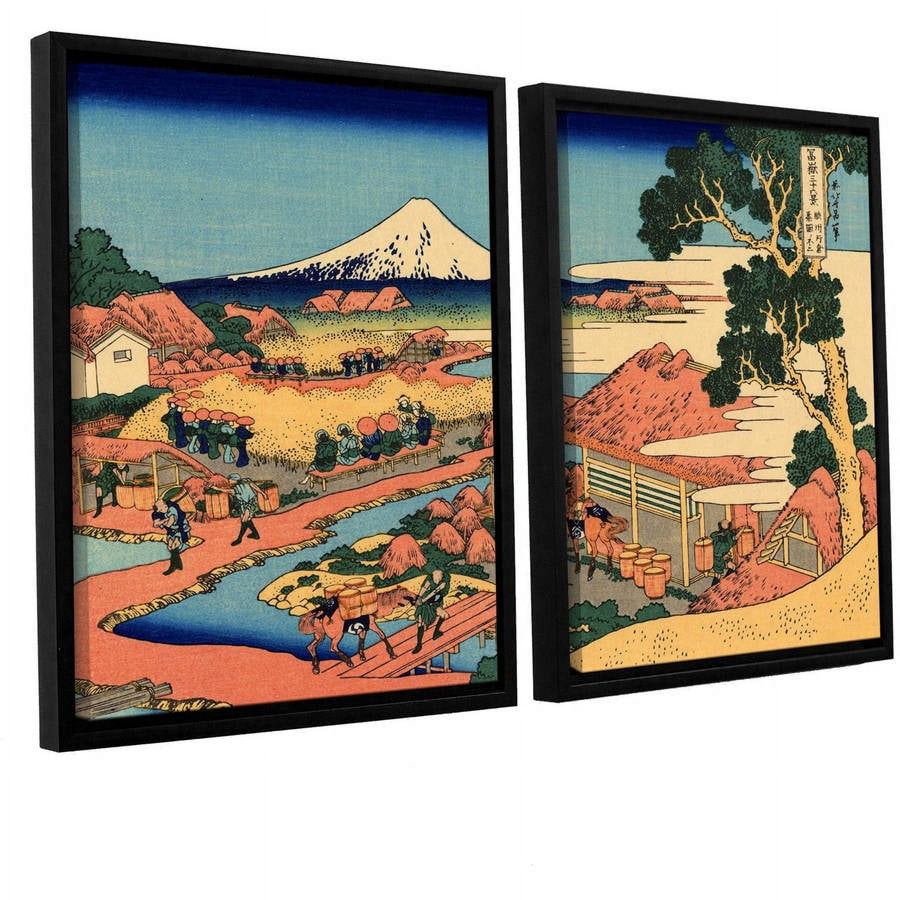 ArtWall Katsushika Hokusai "Tea Plantation in Suruga Province" 2-Piece Floater Framed Canvas Set