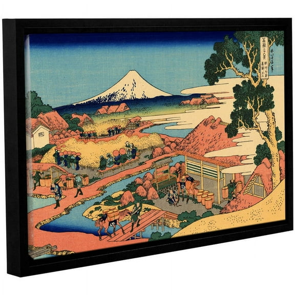 ArtWall Katsushika Hokusai "Tea Plantation in Suruga Province" Gallery-Wrapped Floater-Framed Canvas