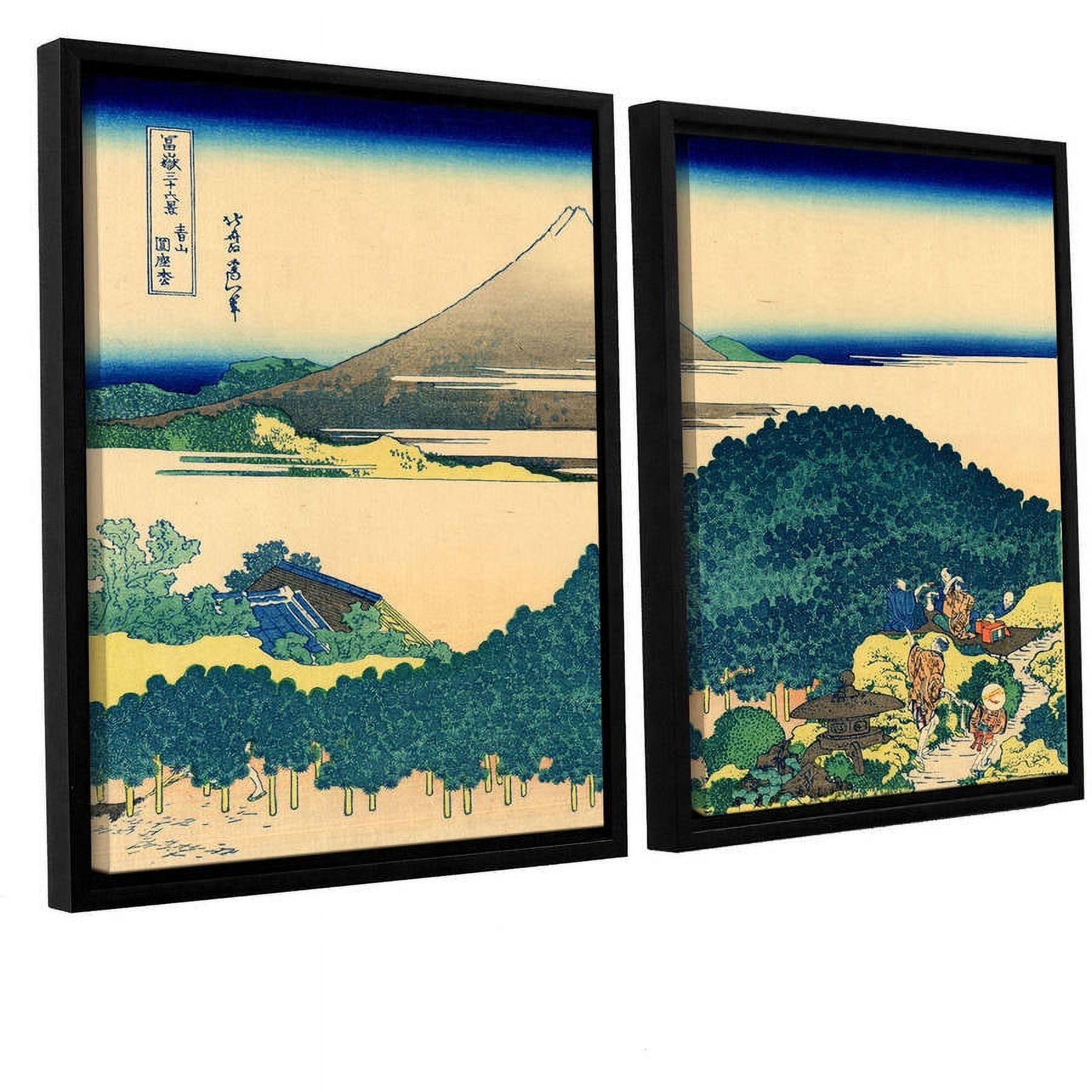 ArtWall Katsushika Hokusai "The Coast of Seven Leagues in Kamajura" 2-Piece Floater Framed Canvas Set
