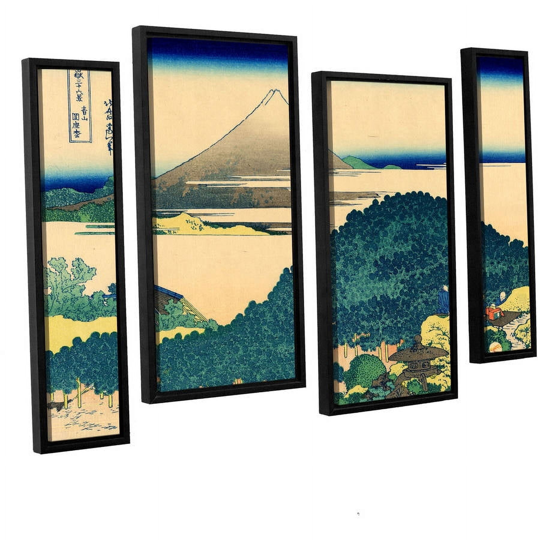 ArtWall Katsushika Hokusai "The Coast of Seven Leagues in Kamajura" 4-Piece Floater Framed Canvas Staggered Set