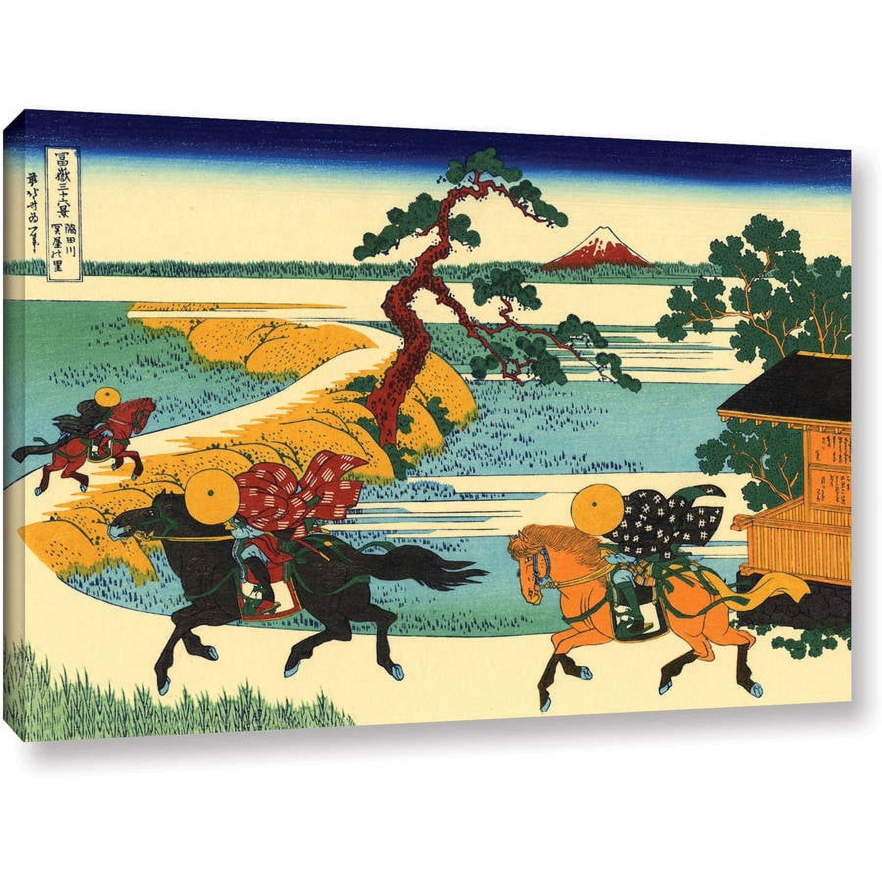 ArtWall Katsushika Hokusai "The Fields of Sekiya By the Sumida River" Gallery-Wrapped Canvas