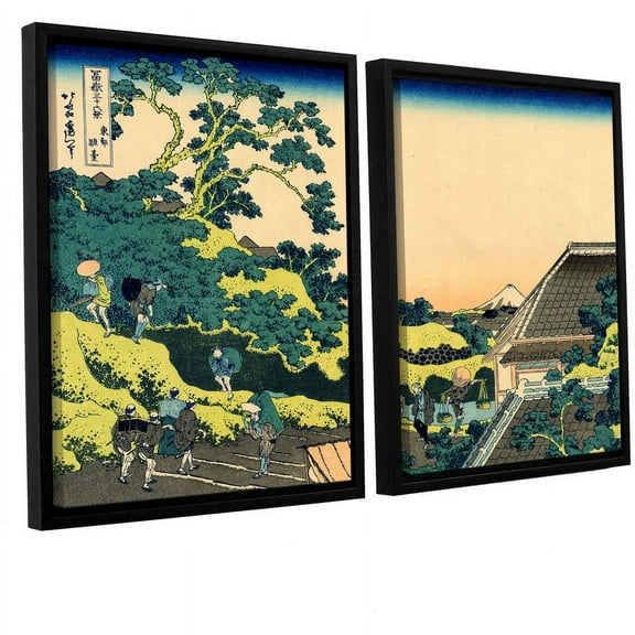 ArtWall Katsushika Hokusai "The Fuji Seen from the Mishima Pass" 2-Piece Floater Framed Canvas Set