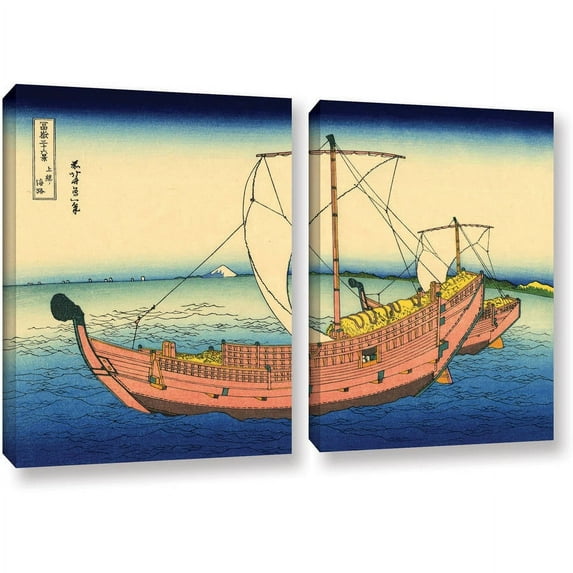 ArtWall Katsushika Hokusai "The Kazusa Province Sea Route" 2-Piece Gallery-Wrapped Canvas Set